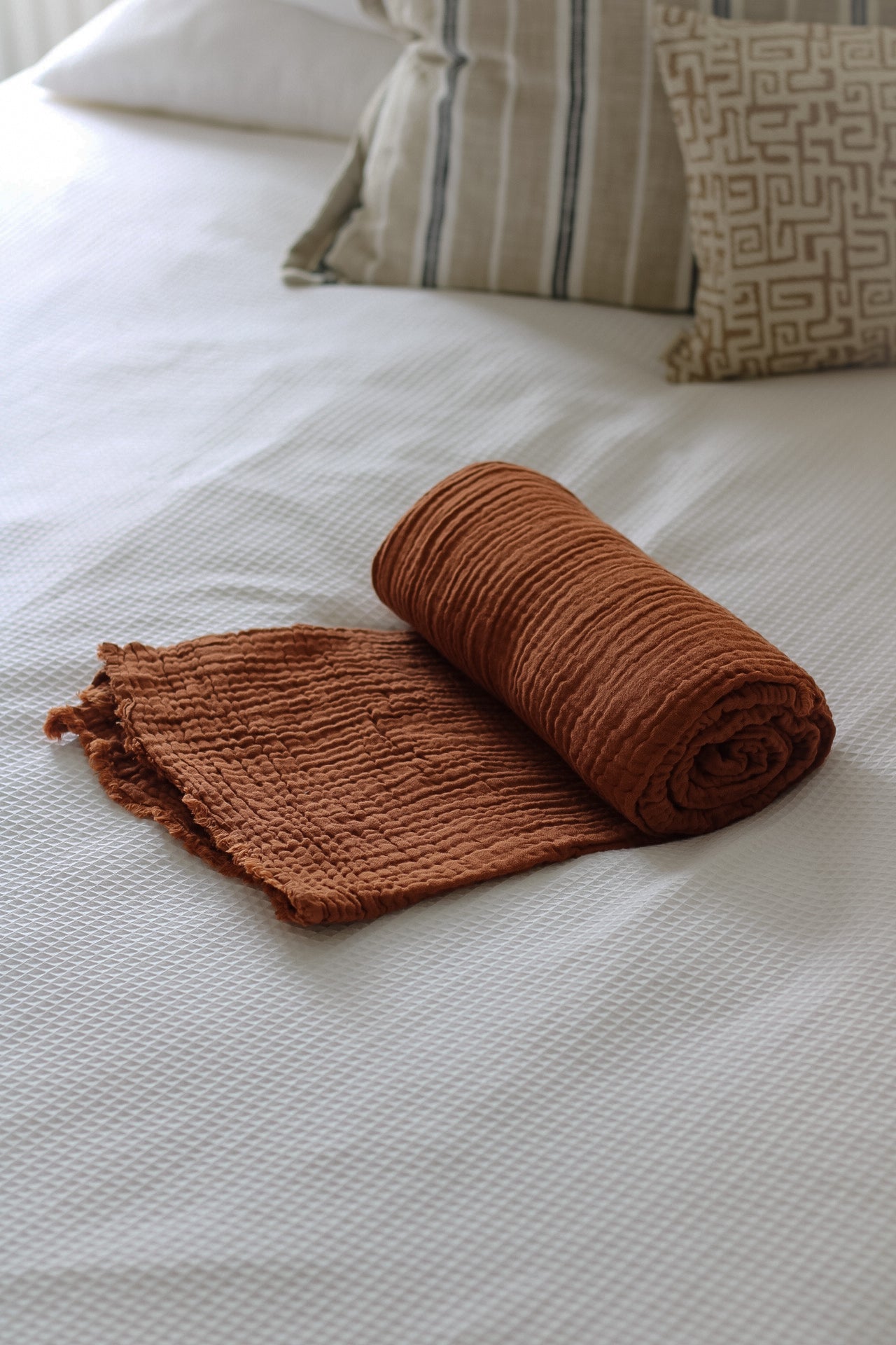 Pecan Muslin Cotton Throw