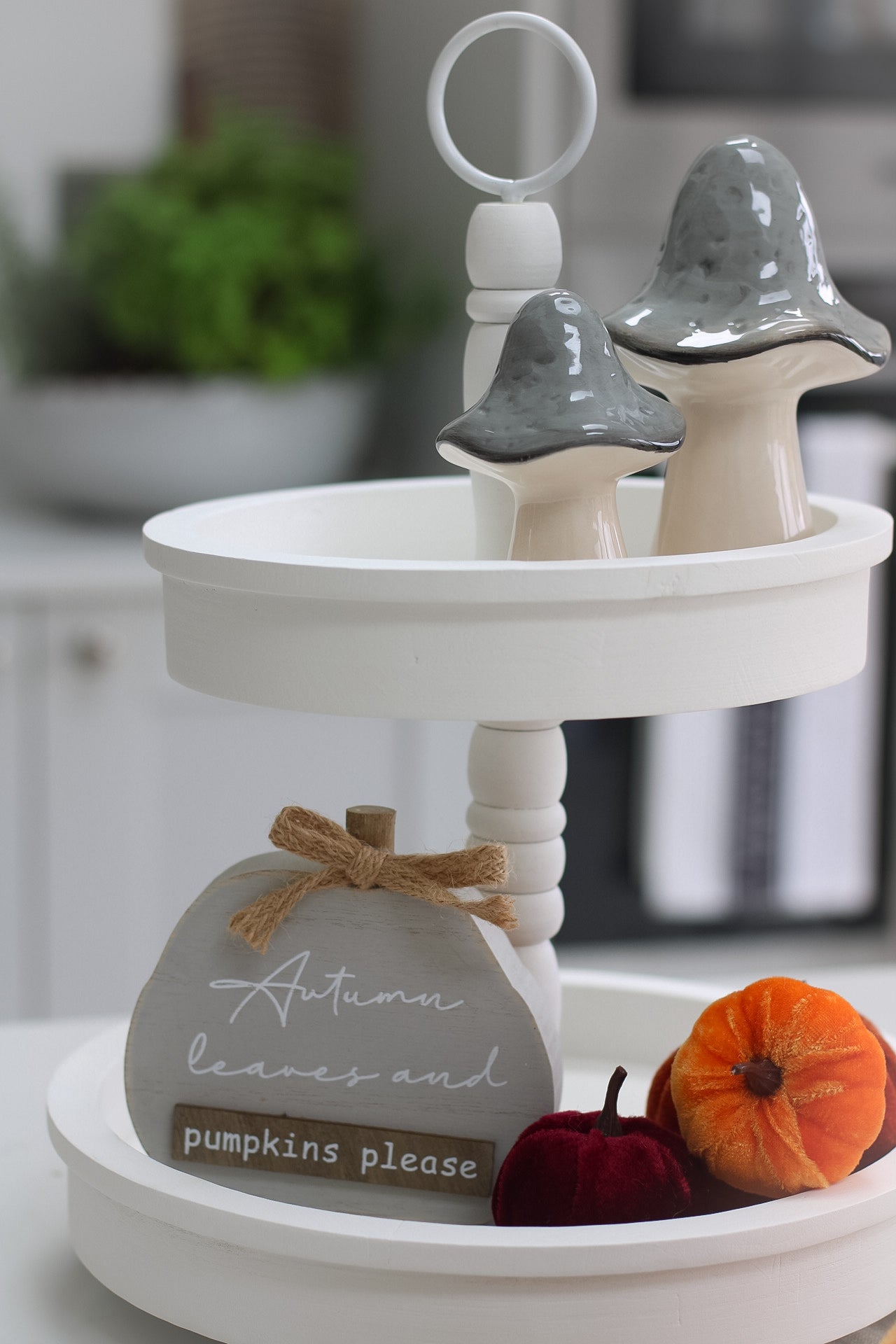 White Wooden Tiered Tray Display Stand