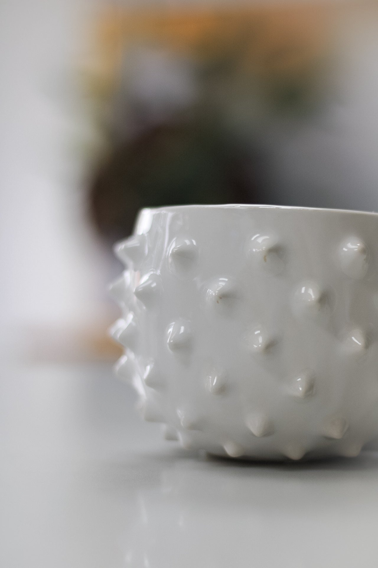 White Spiked Ceramic Planter
