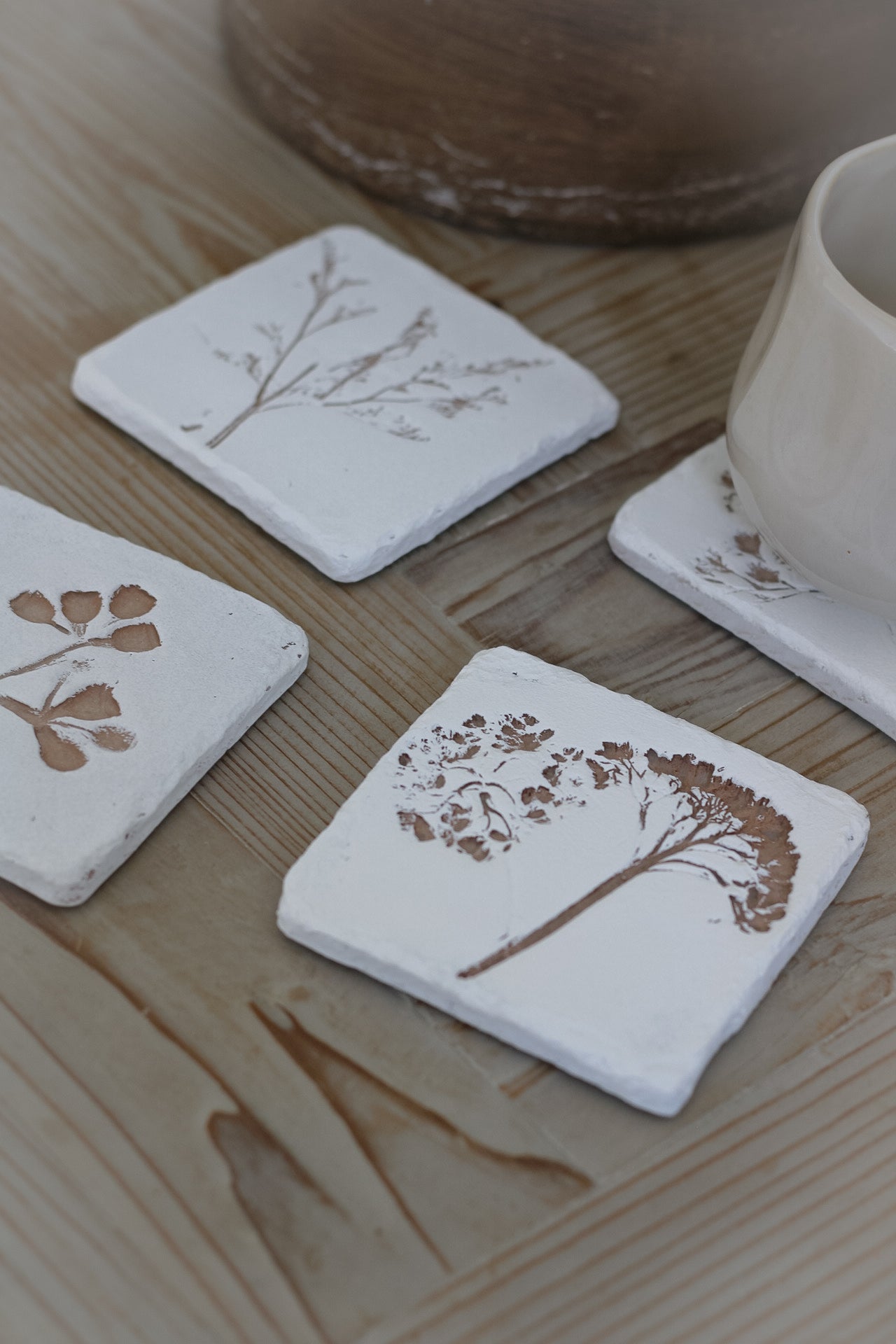 Delicate Floral Etched Coasters | Set of 4