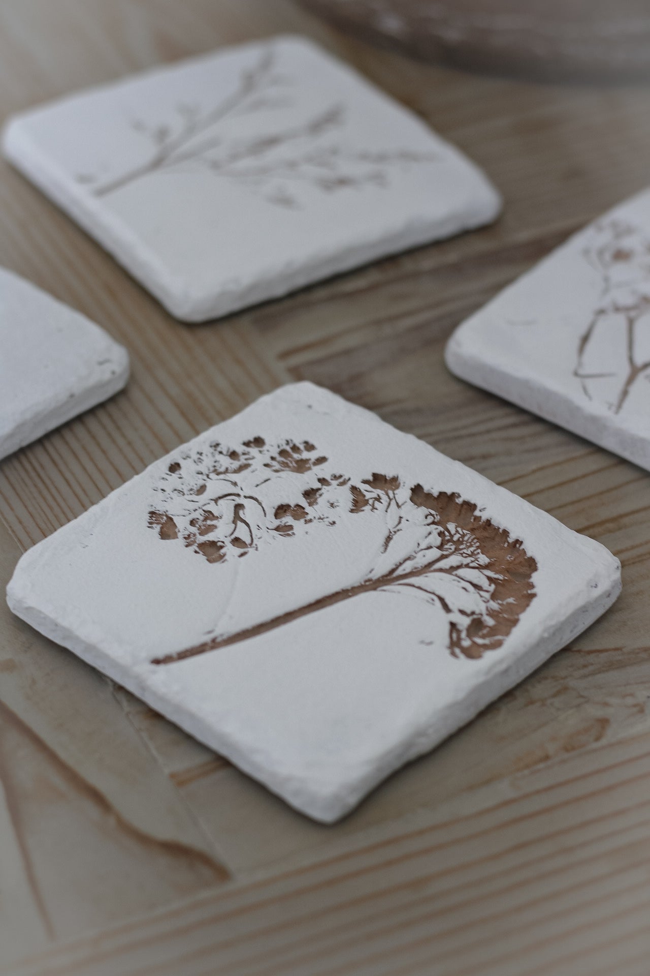 Delicate Floral Etched Coasters | Set of 4