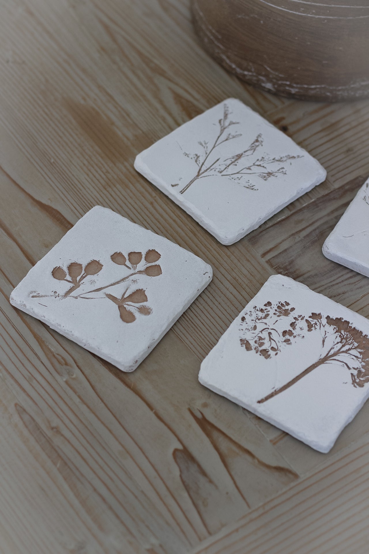 Delicate Floral Etched Coasters | Set of 4