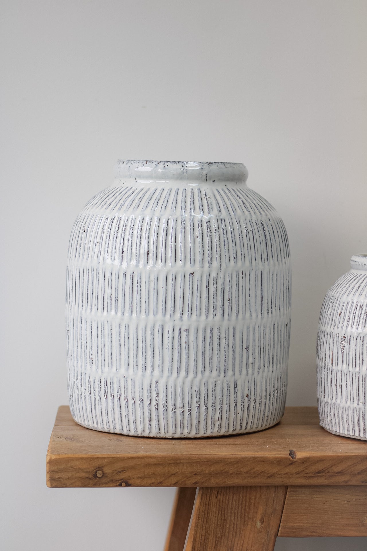 Delves Rustic Ridged Vase with deep ridged patterned design for elegant addition to your home decor