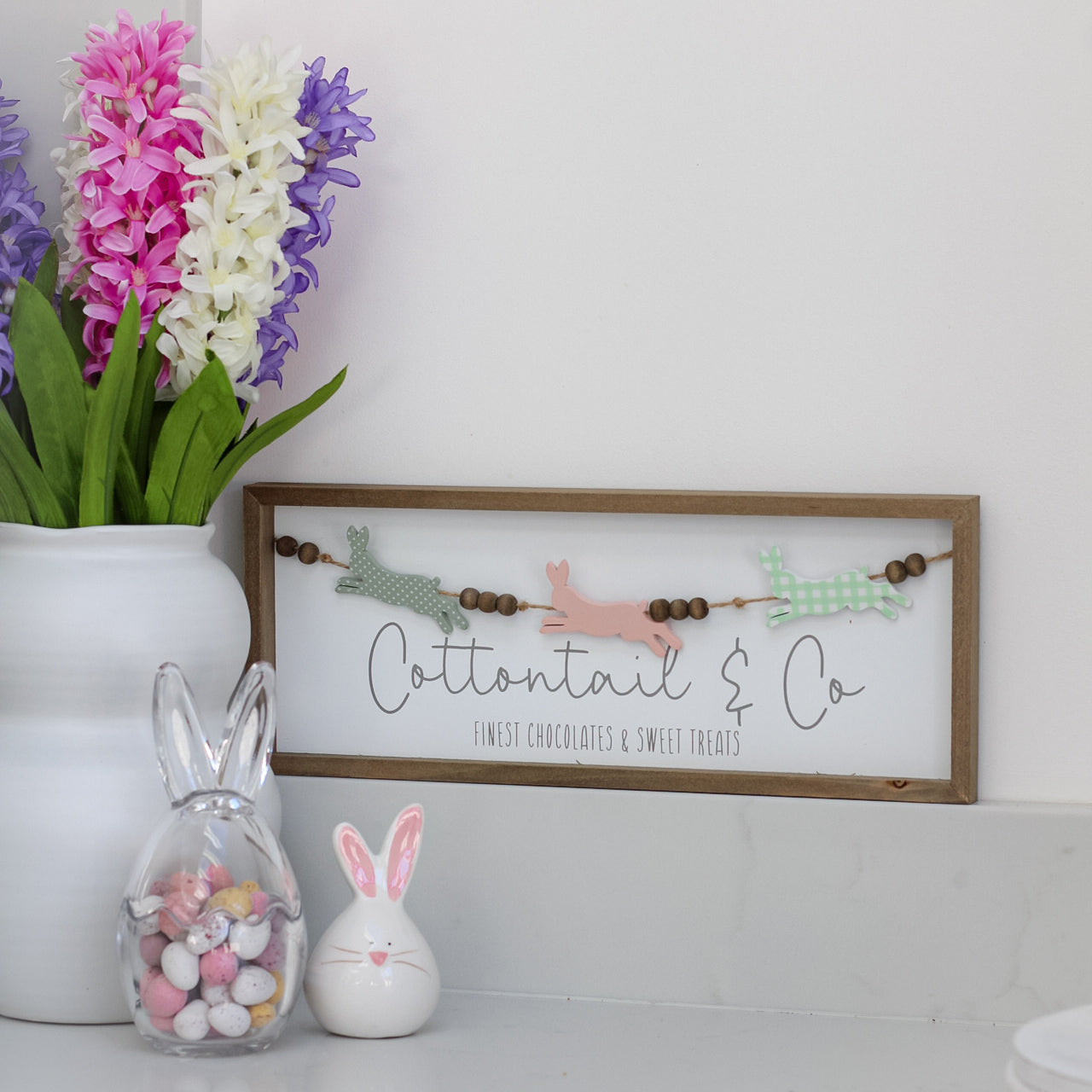 Cottontail & Co Bunny Framed Rustic Plaque