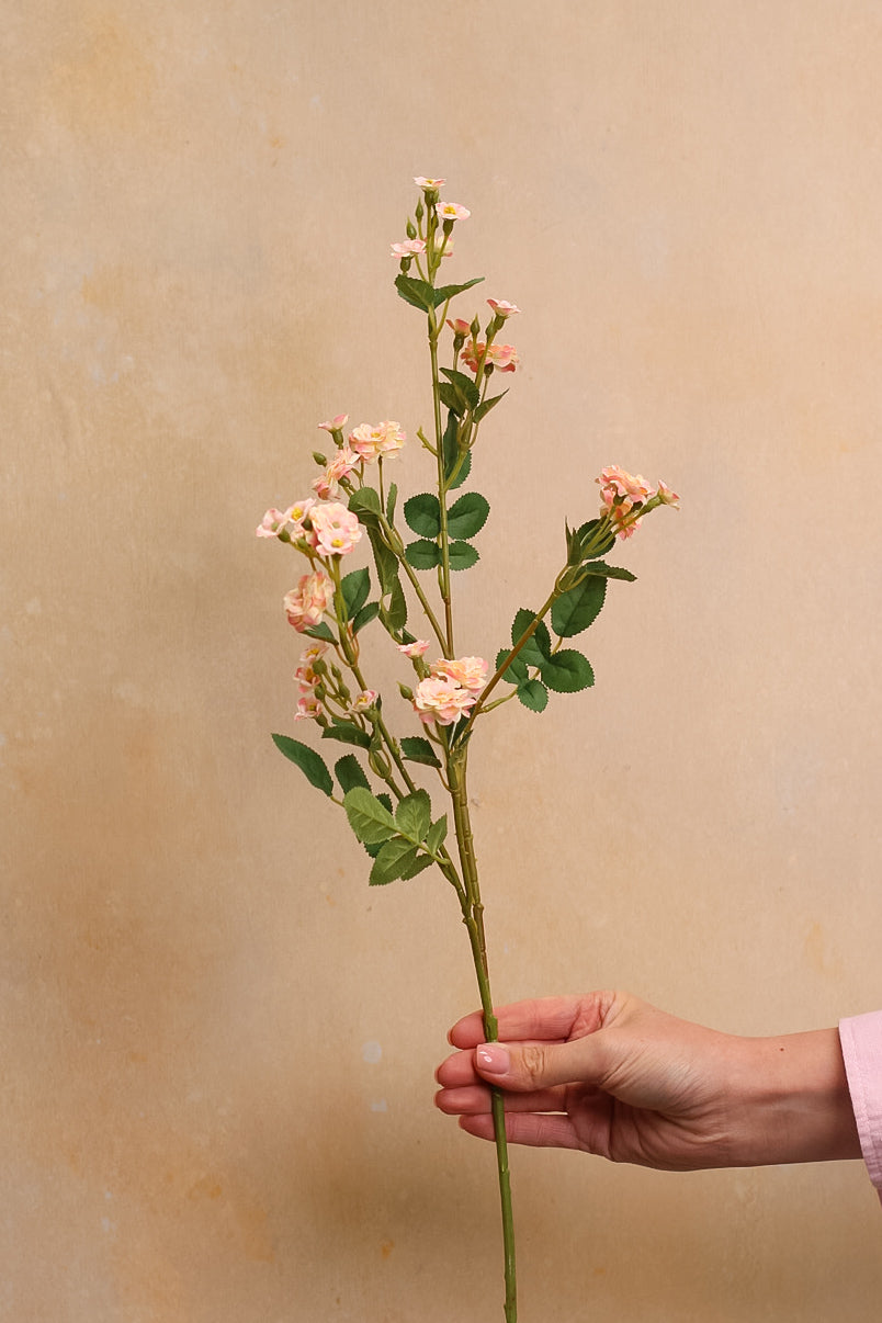 Faux Pink Wild Rose Meadow Spray