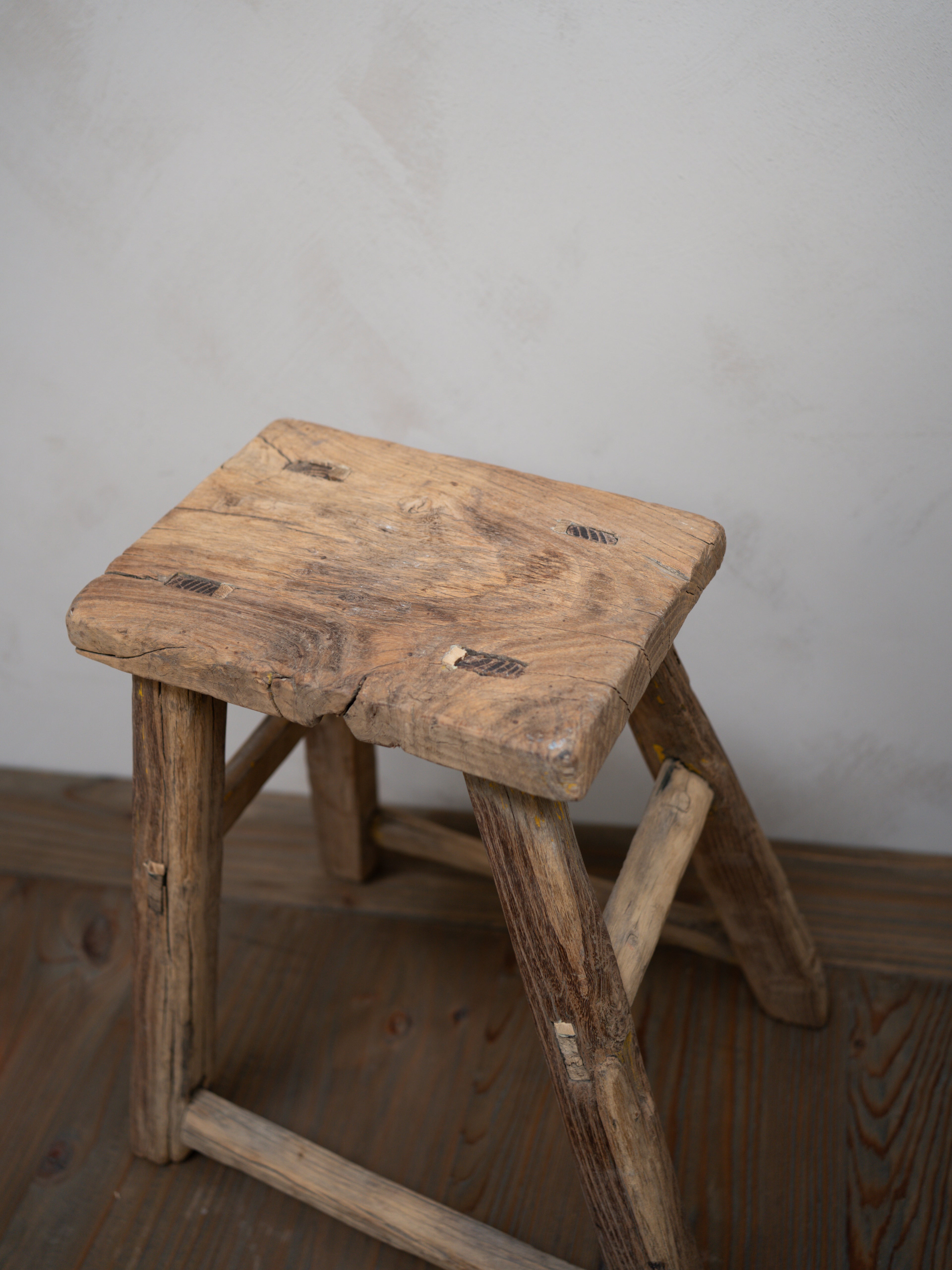 Tall Reclaimed Wooden Milking Stool - Style K