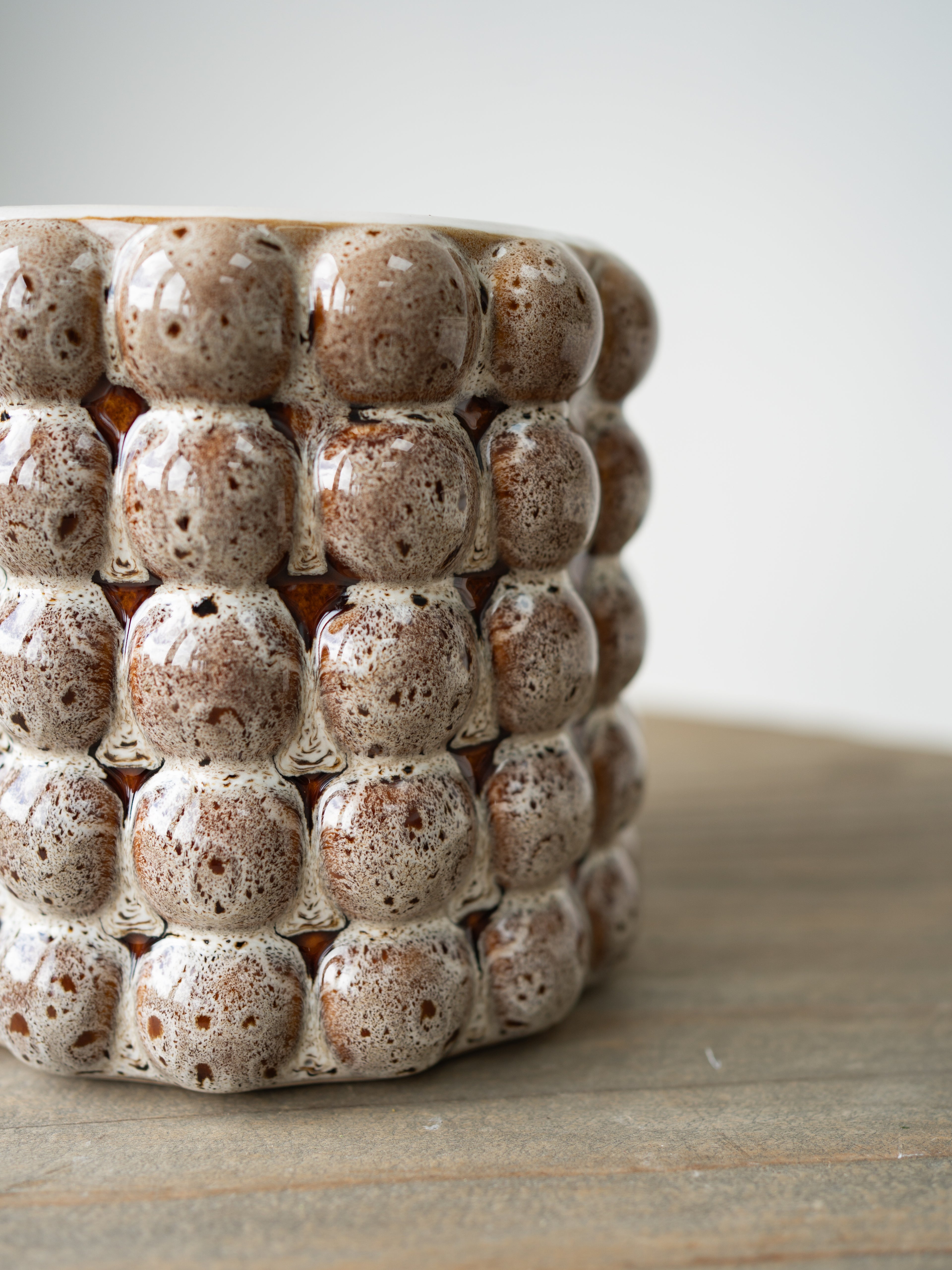 Beige Bobble Reactive Glazed Plant Pot