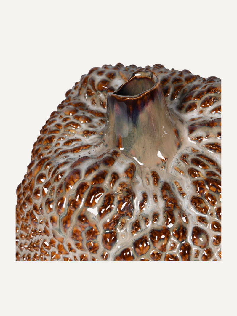 Etched Ceramic Durian Vase