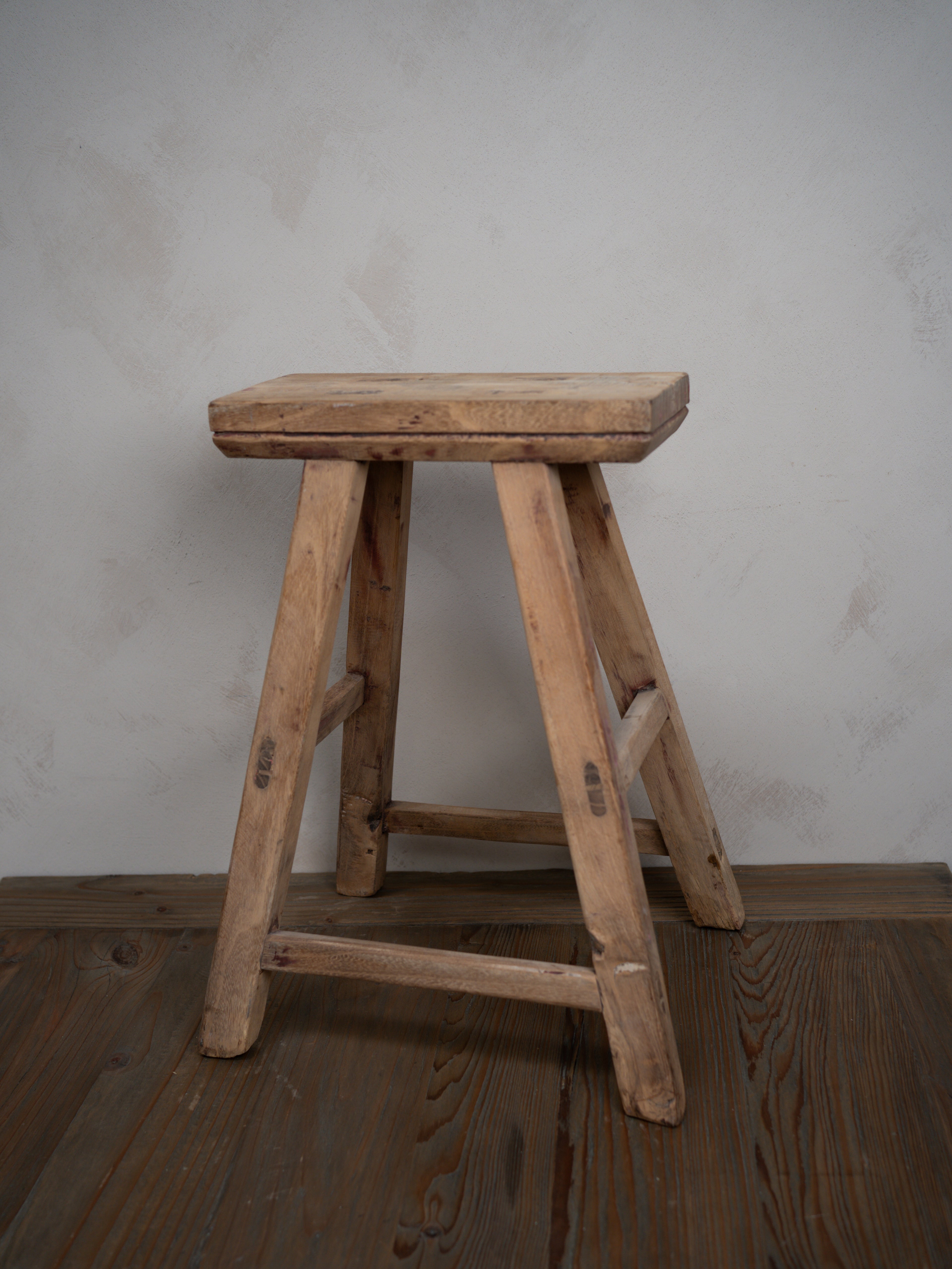 Tall Reclaimed Wooden Milking Stool - Style E