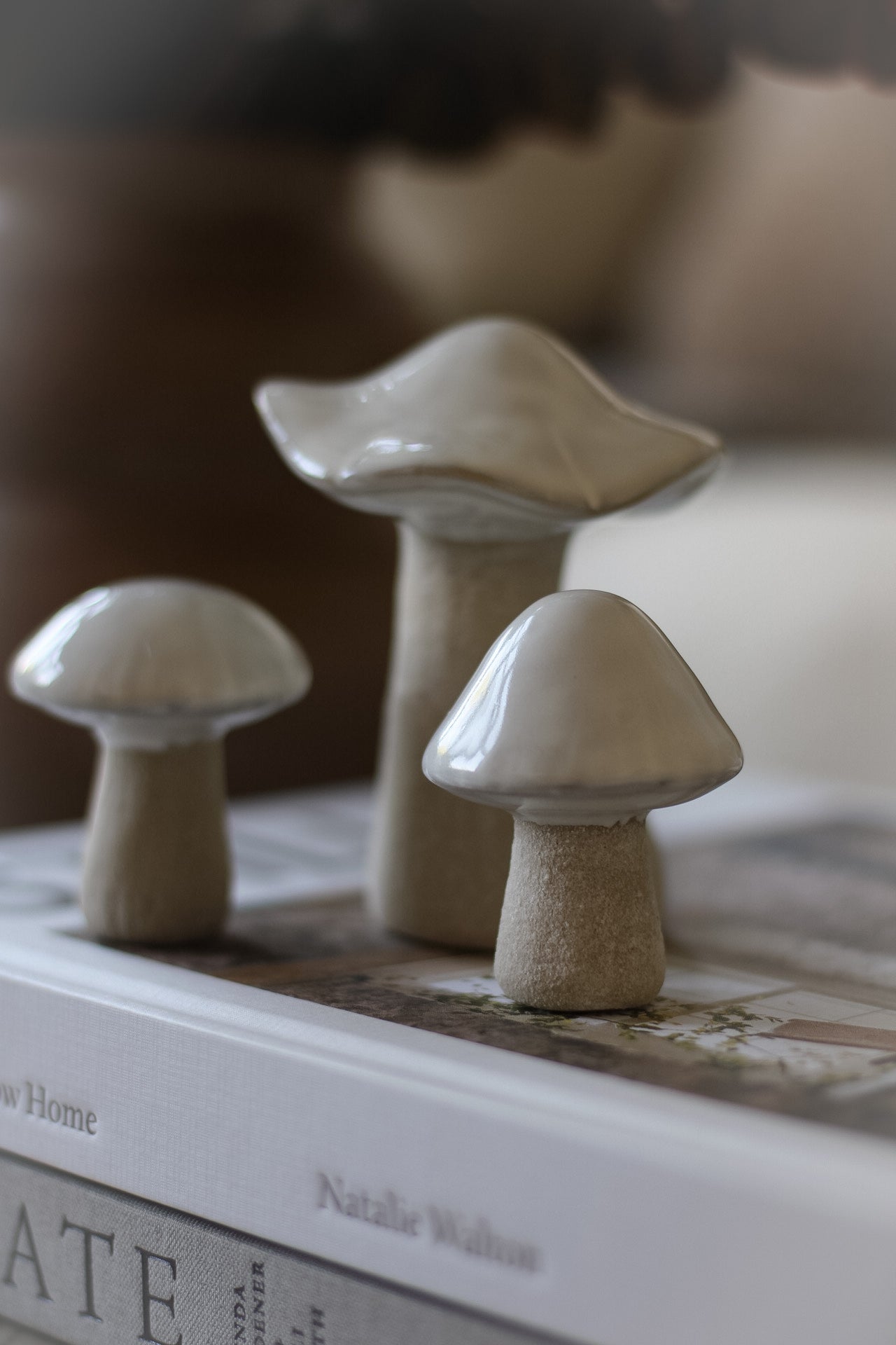 Cream Porcelain Mushrooms | Set of 3