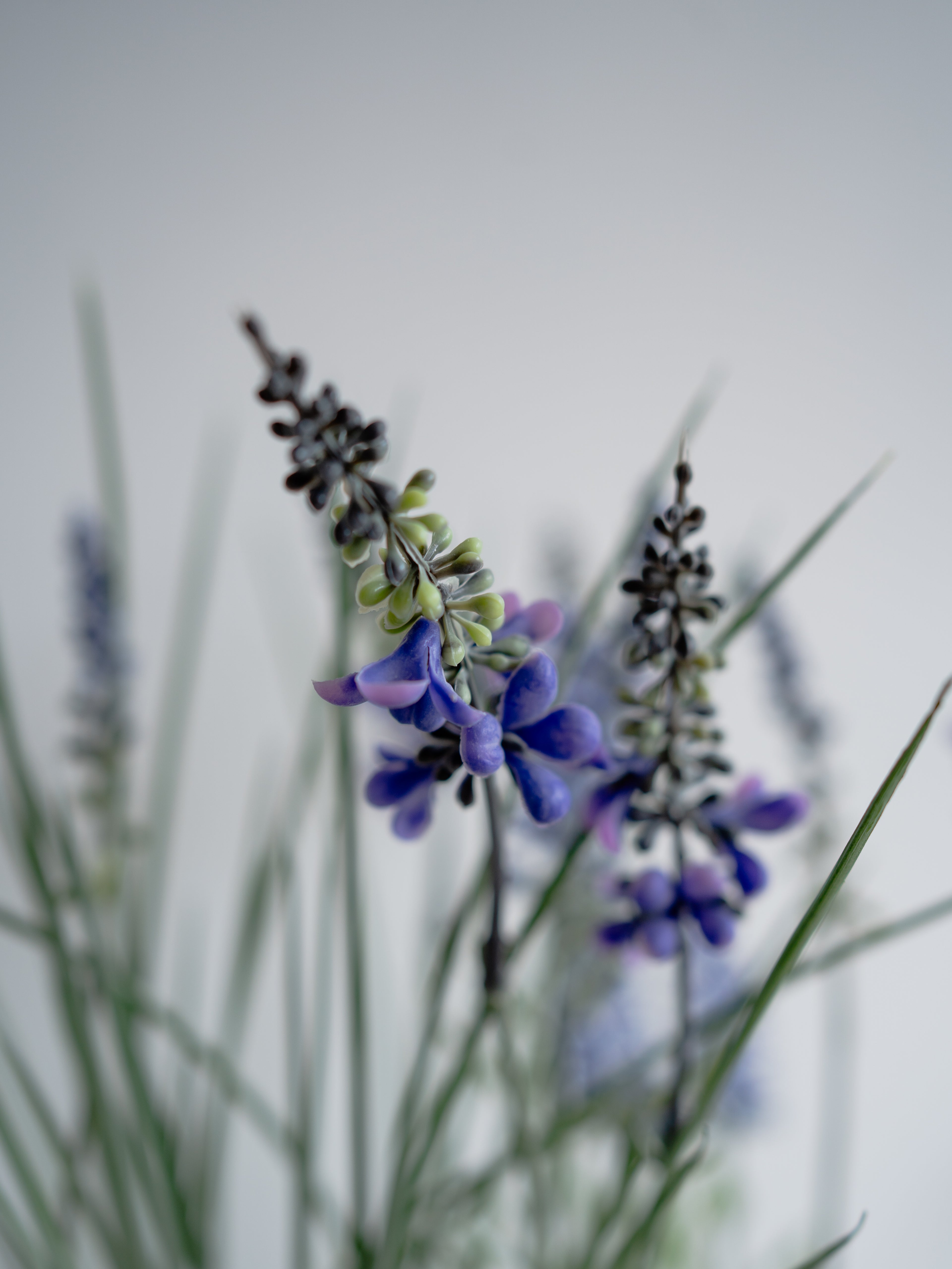 Faux Lavender Plant in Oval Grey Planter