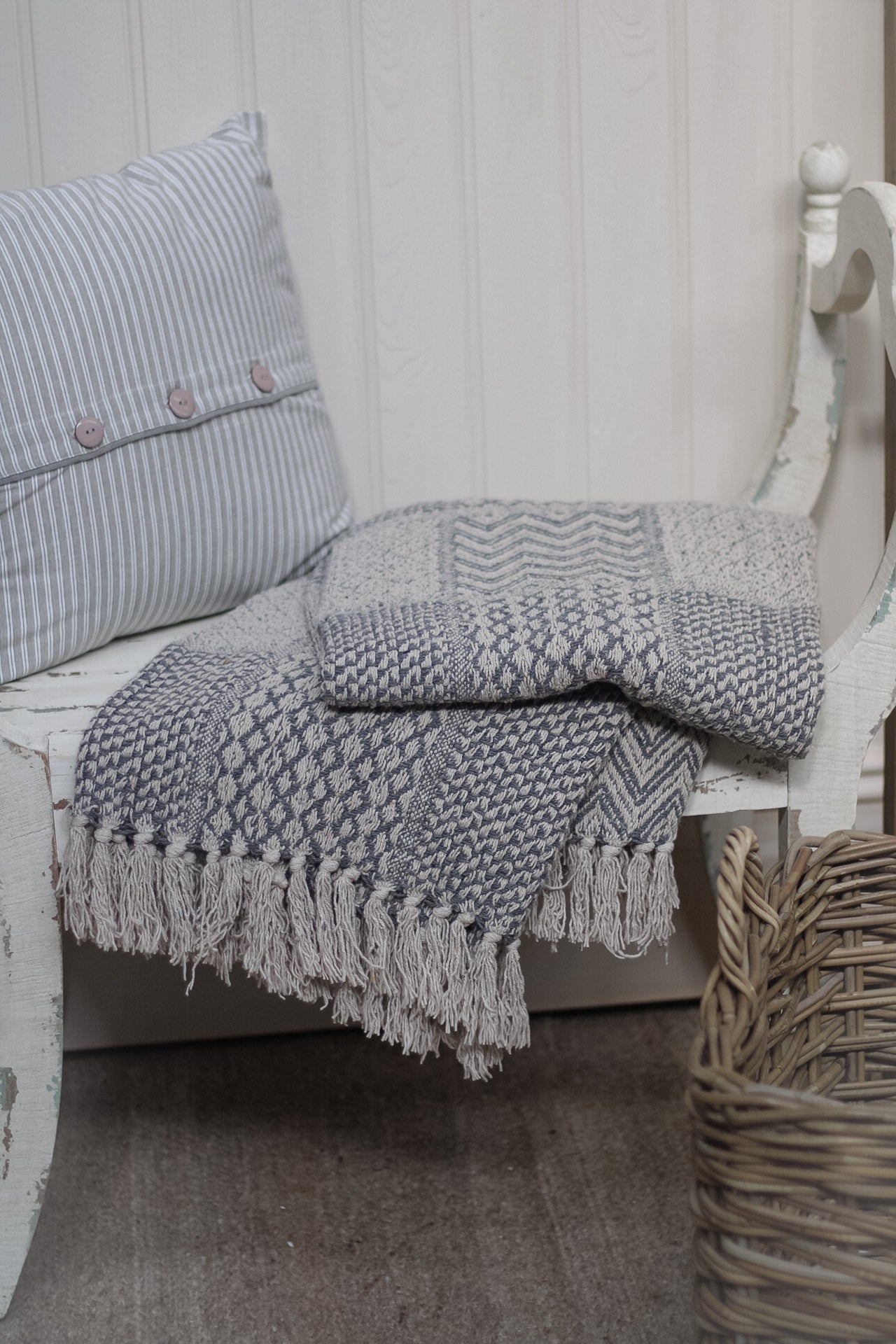 Grey Patterned Throw