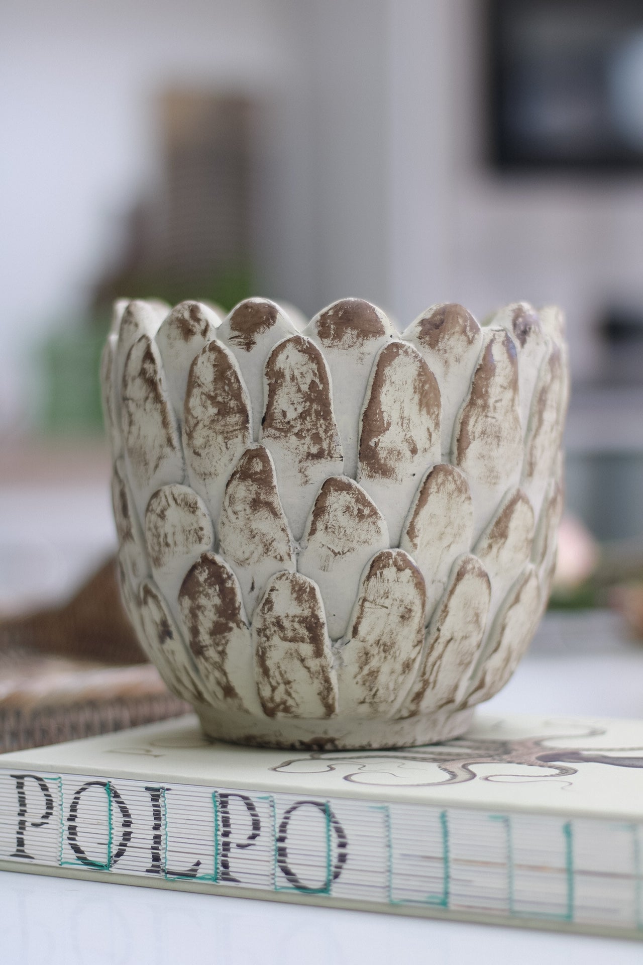 Textured Artichoke Stoneware Planter