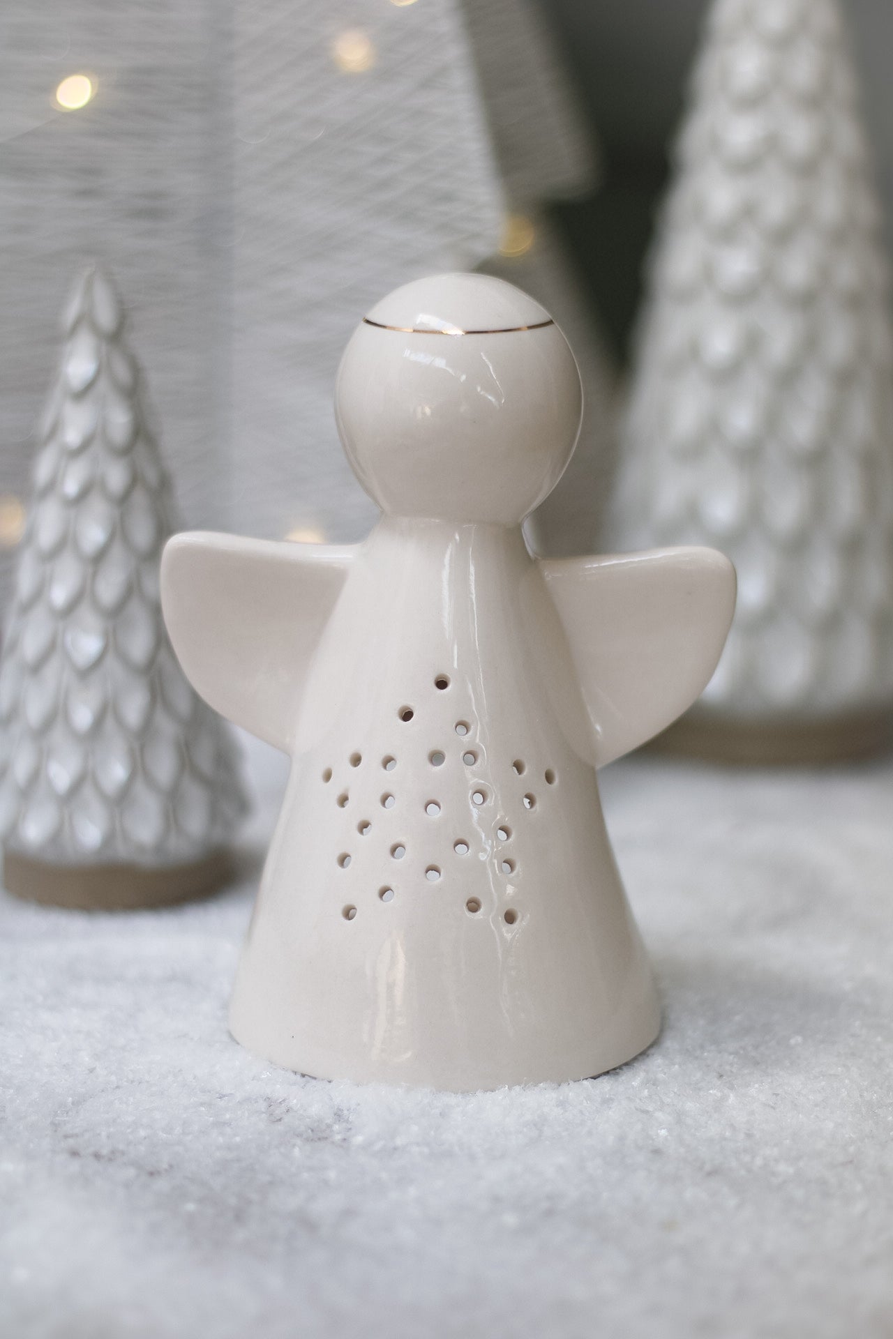 White Angel Tea Light with Dotty Star
