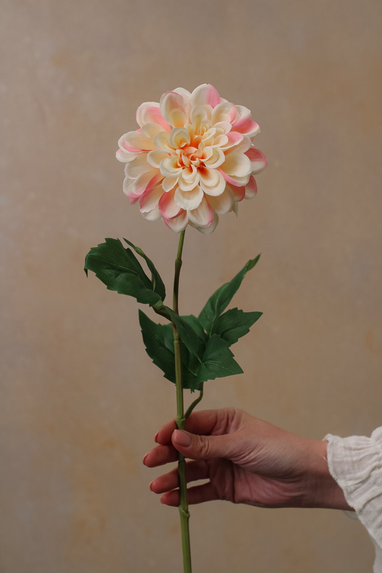 Faux Peach Sorbet Dahlia Stem