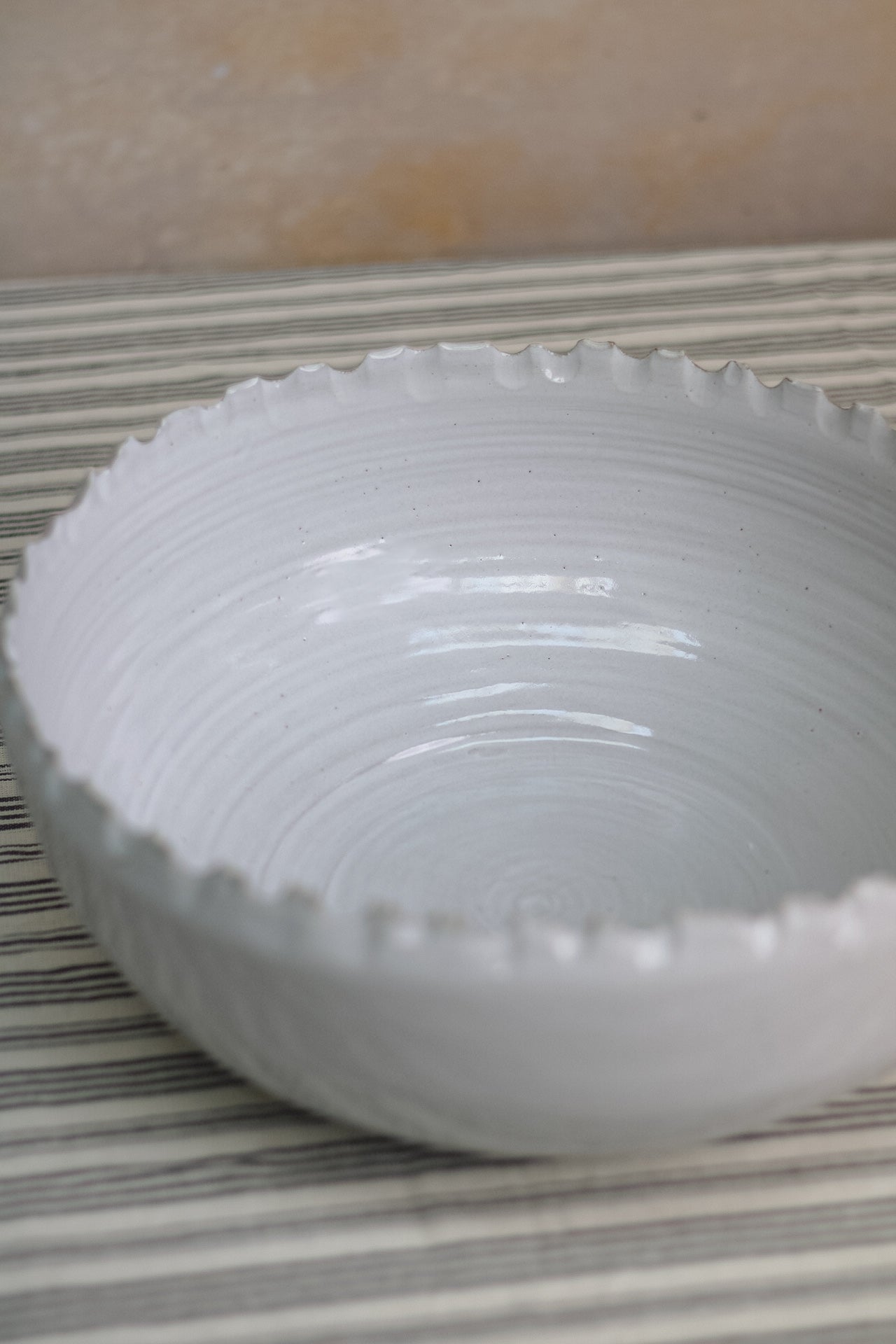 Textured White Ceramic Bowl