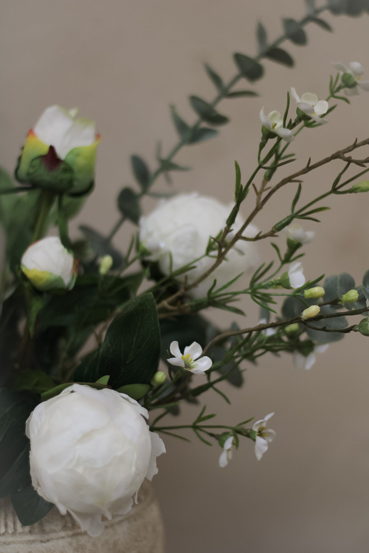 Faux White Peony Floral Arrangement