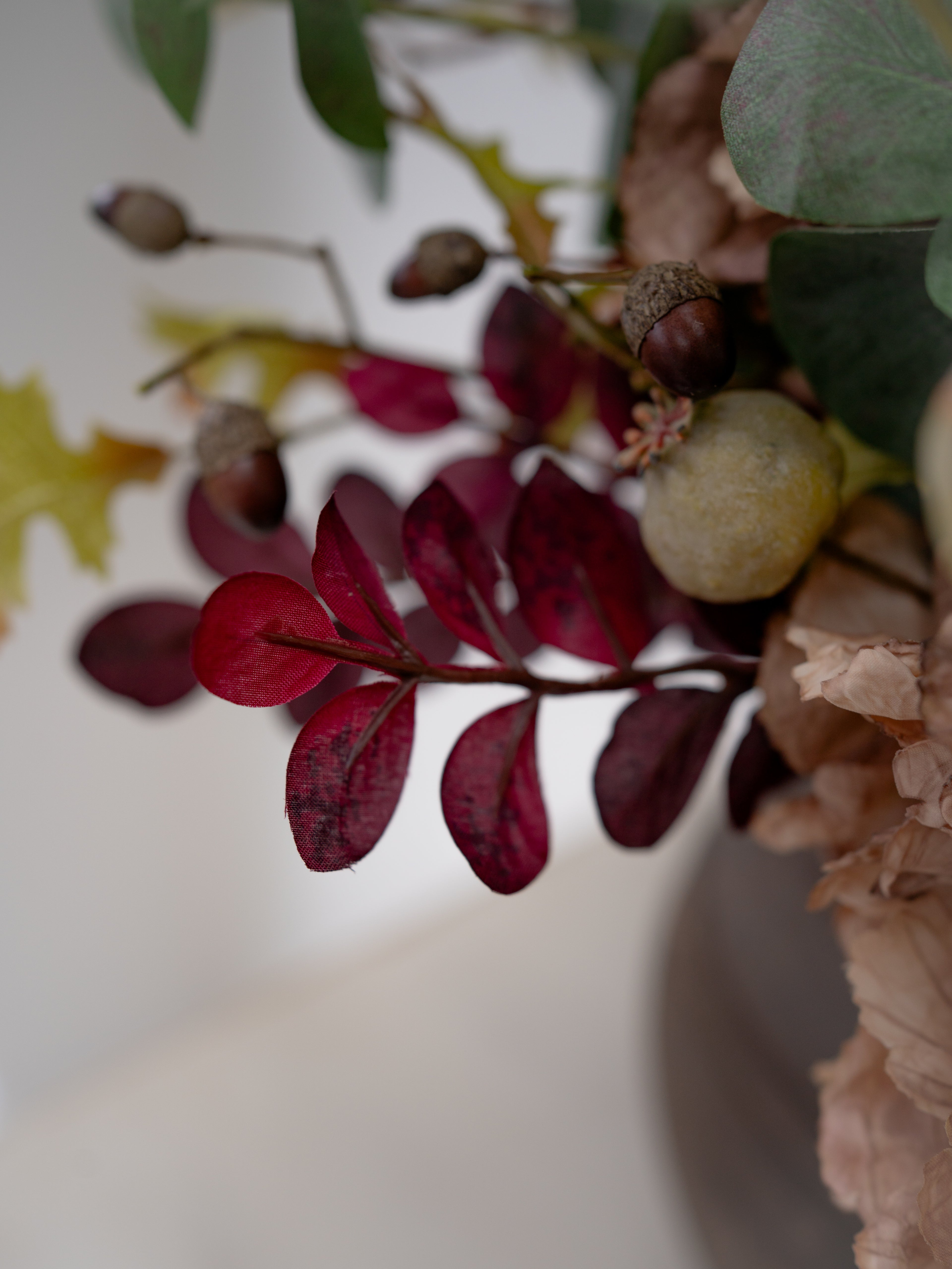 Faux Autumn Cappuccino Hydrangea & Foliage Floral Arrangement