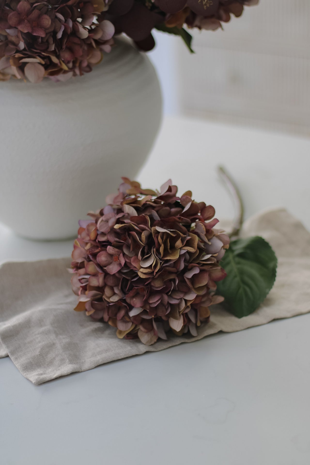 Faux Autumn Mulberry Hydrangea Stem