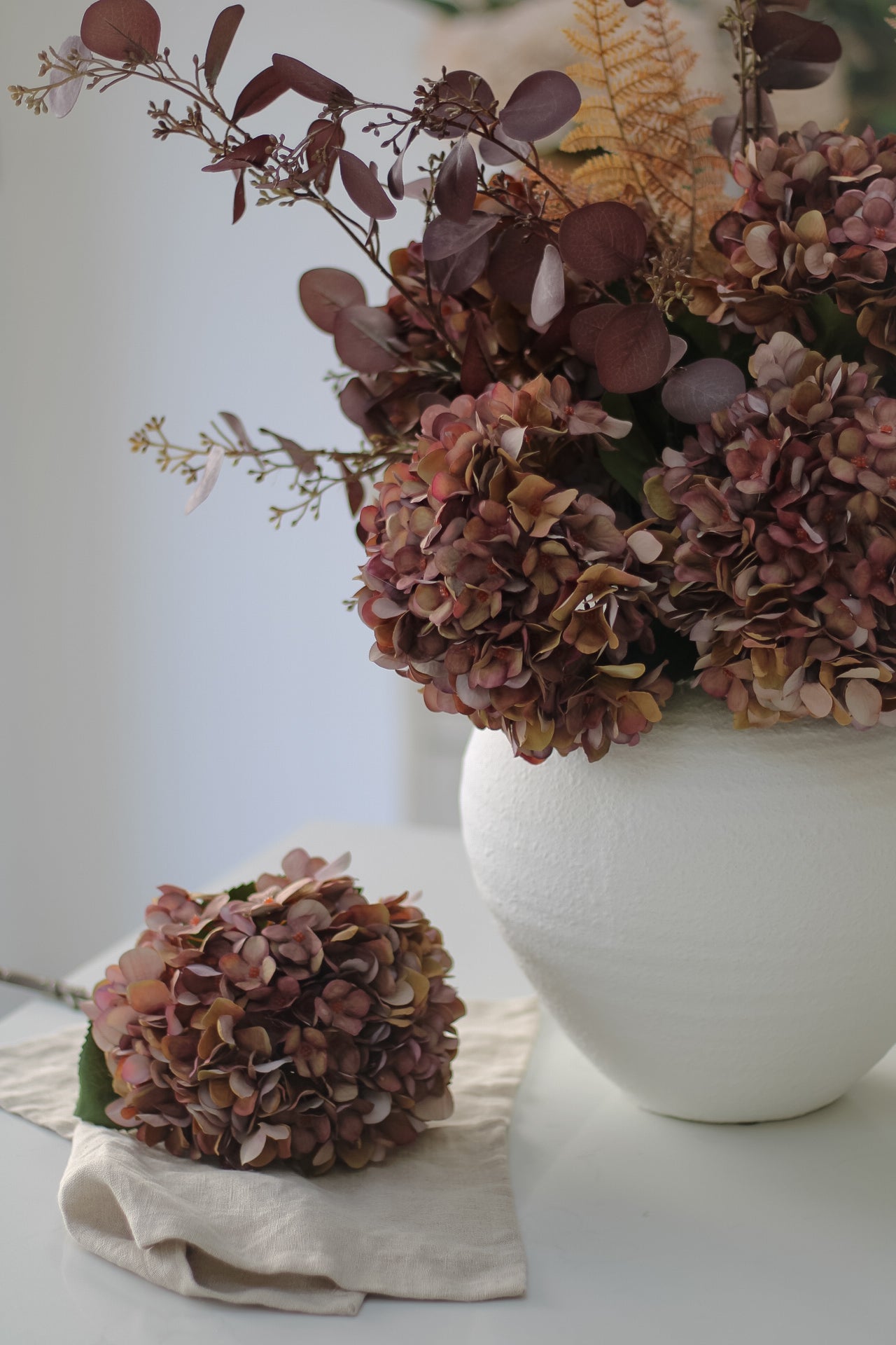 Faux Autumn Mulberry Hydrangea Stem