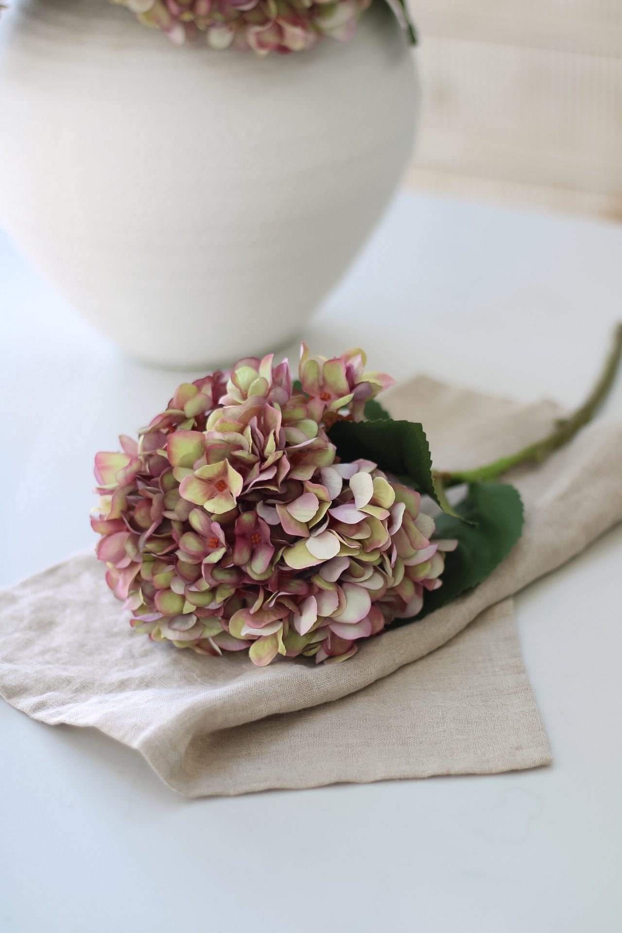 Faux Autumn Plum Hydrangea Stem