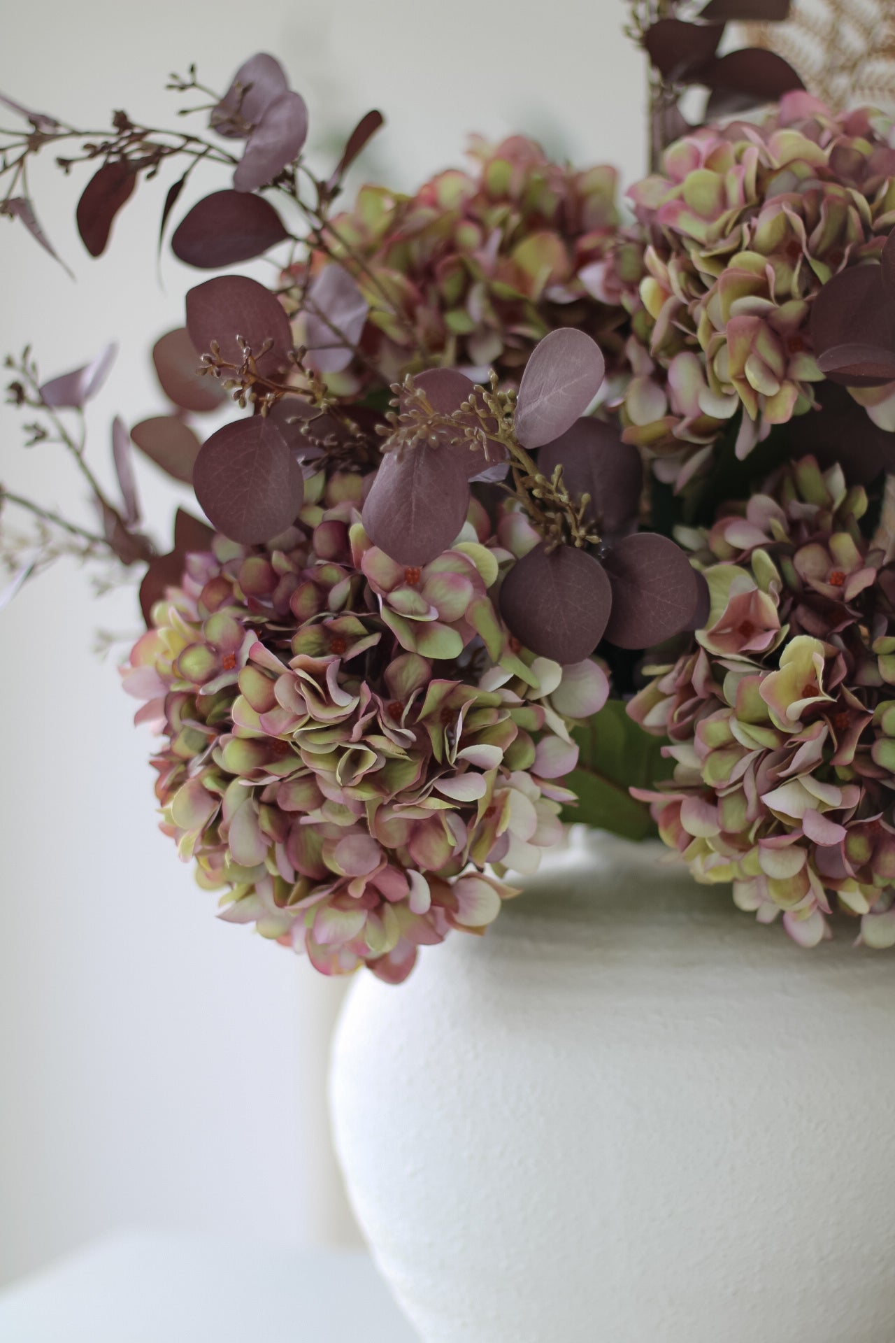 Faux Autumn Plum Hydrangea Stem