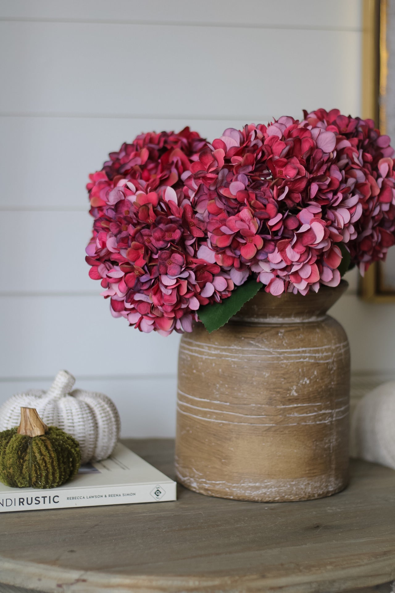 Faux Autumn Ruby Red Hydrangea