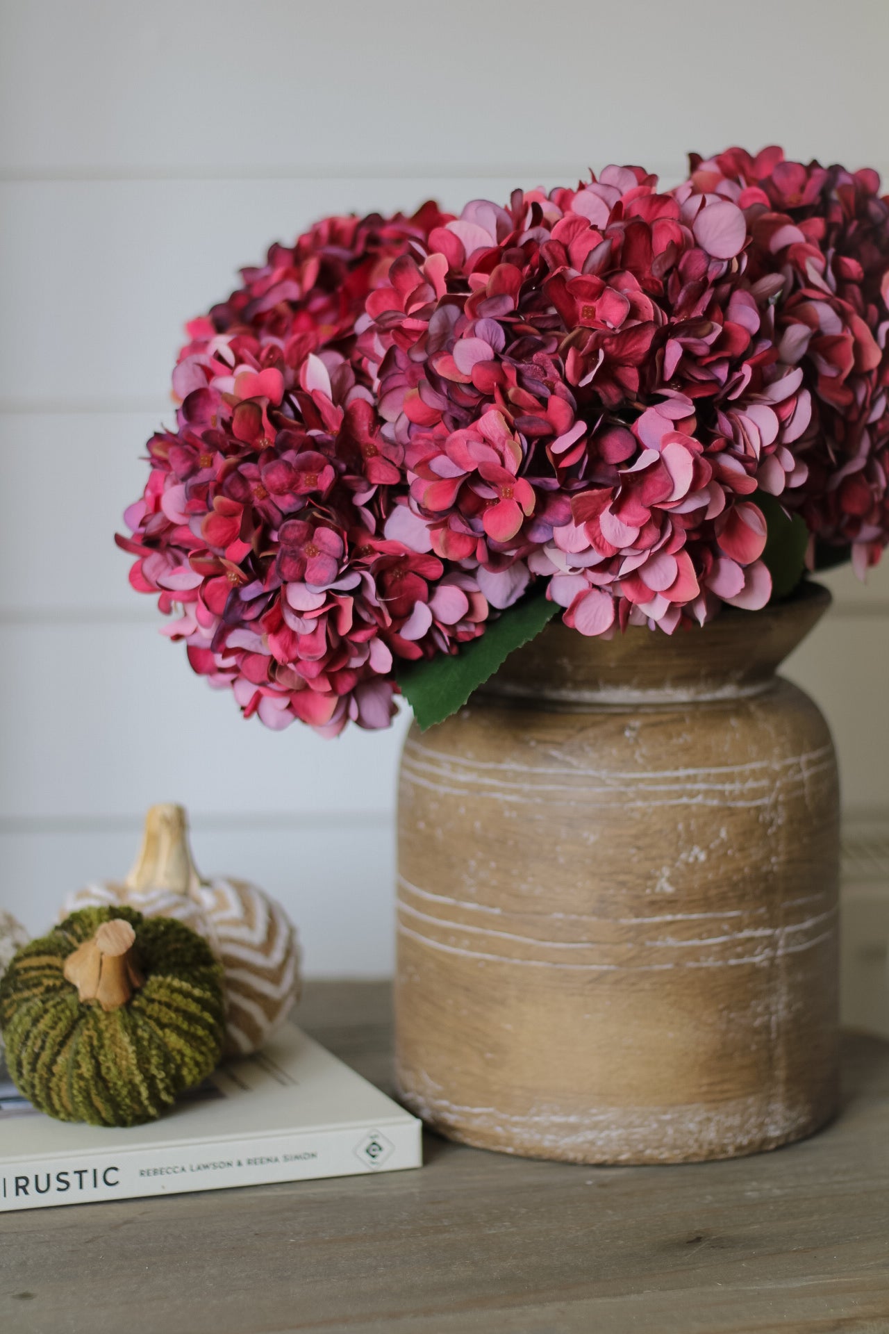 Faux Autumn Ruby Red Hydrangea