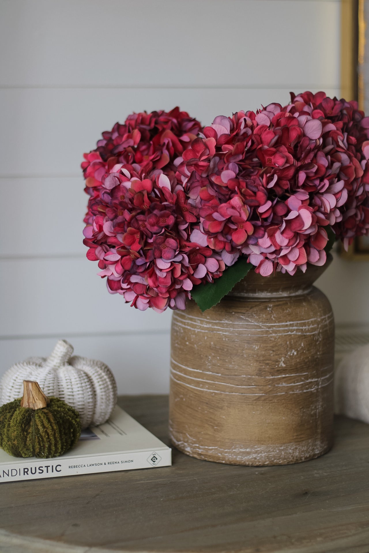 Faux Autumn Ruby Red Hydrangea