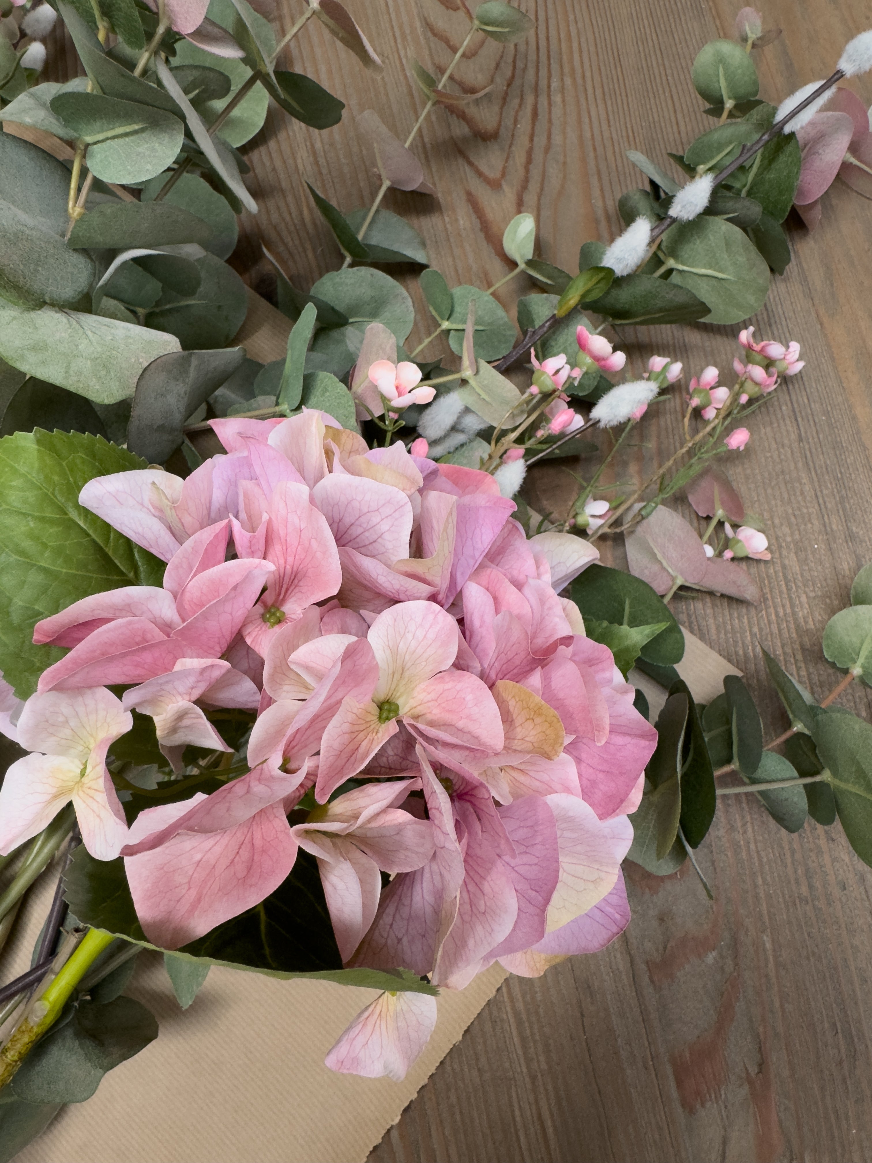 Faux Blush Hydrangea Floral Arrangement