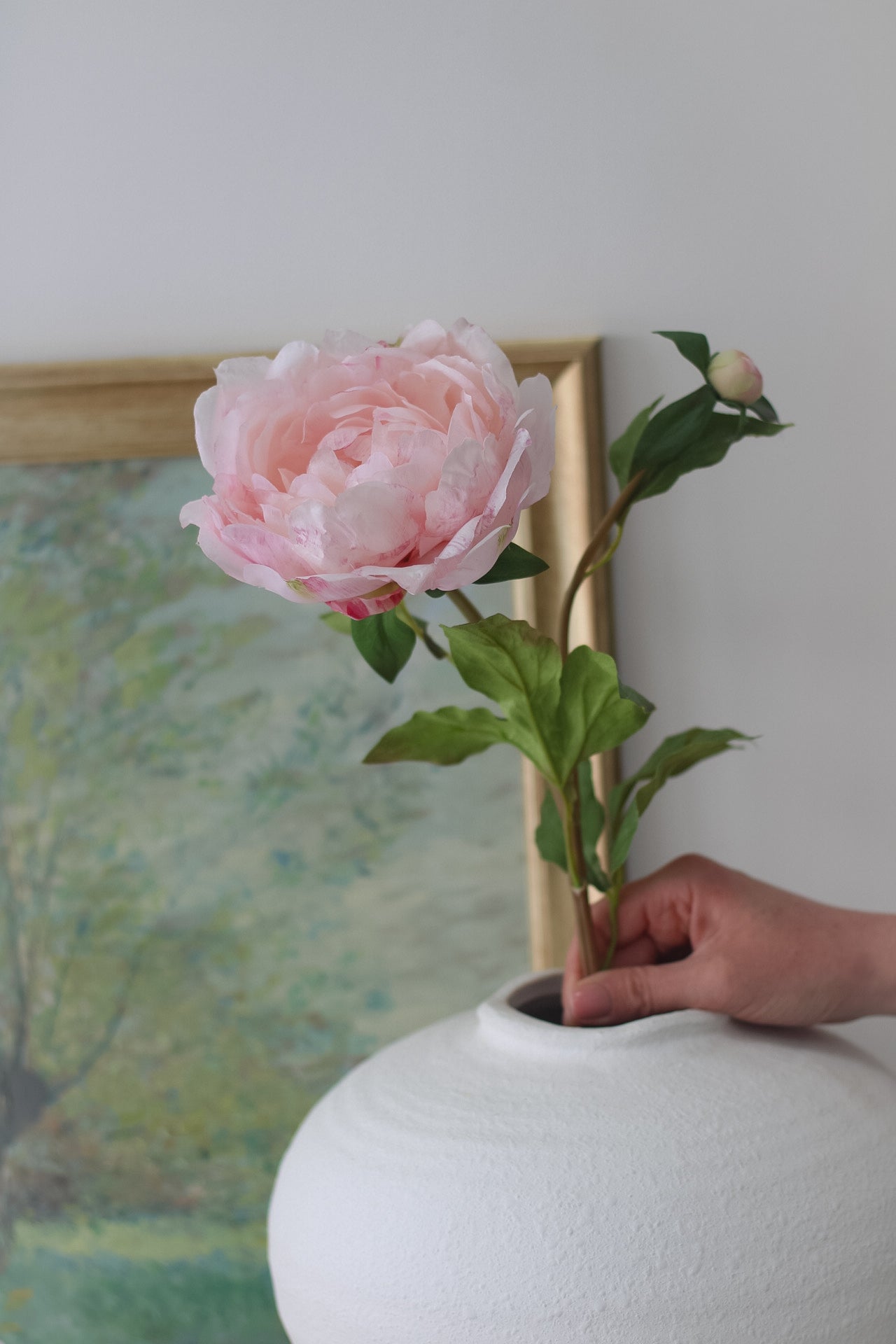 Faux Blush Pink Peony Stem