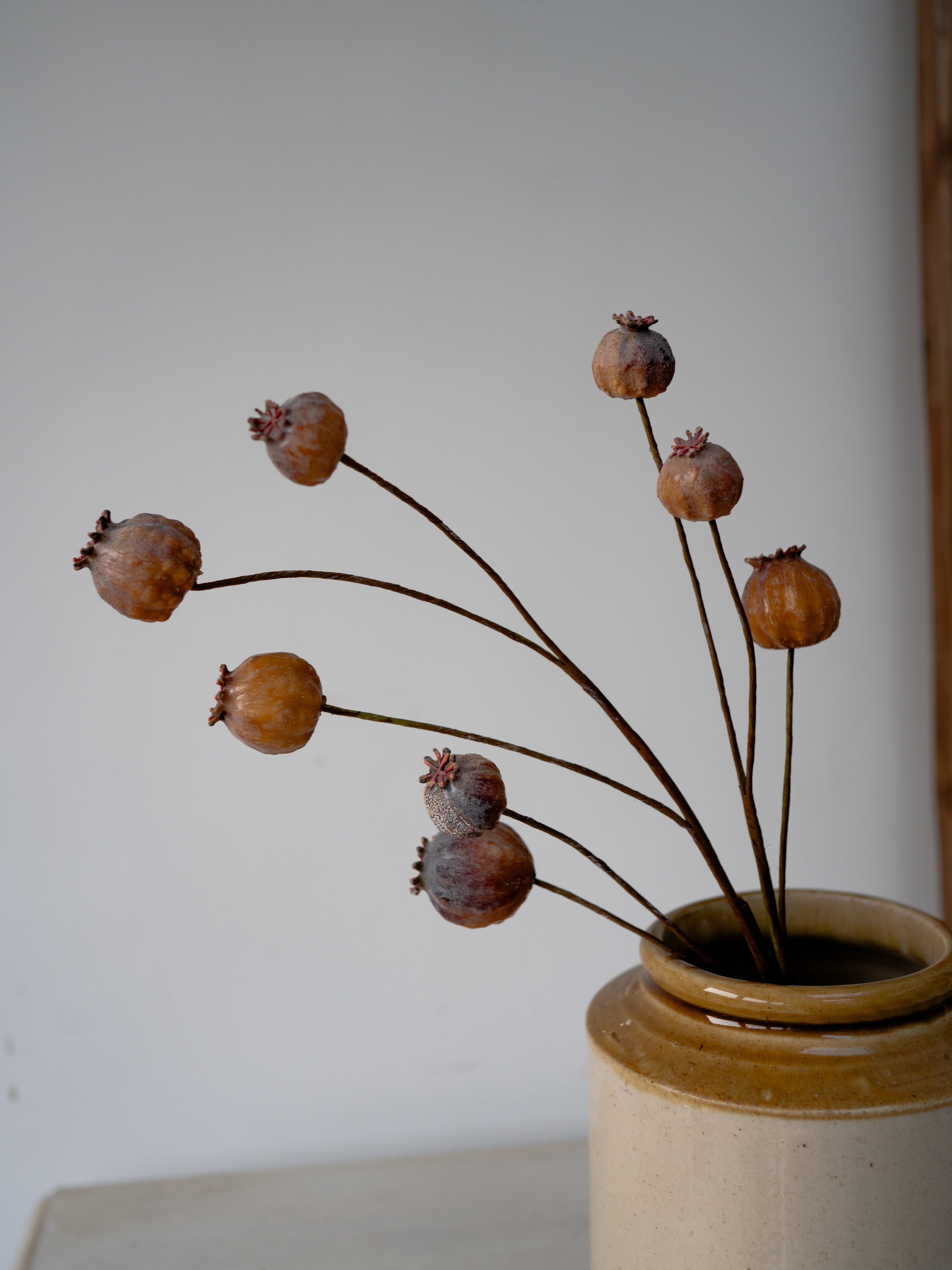 Faux Brown Poppy Head Branch
