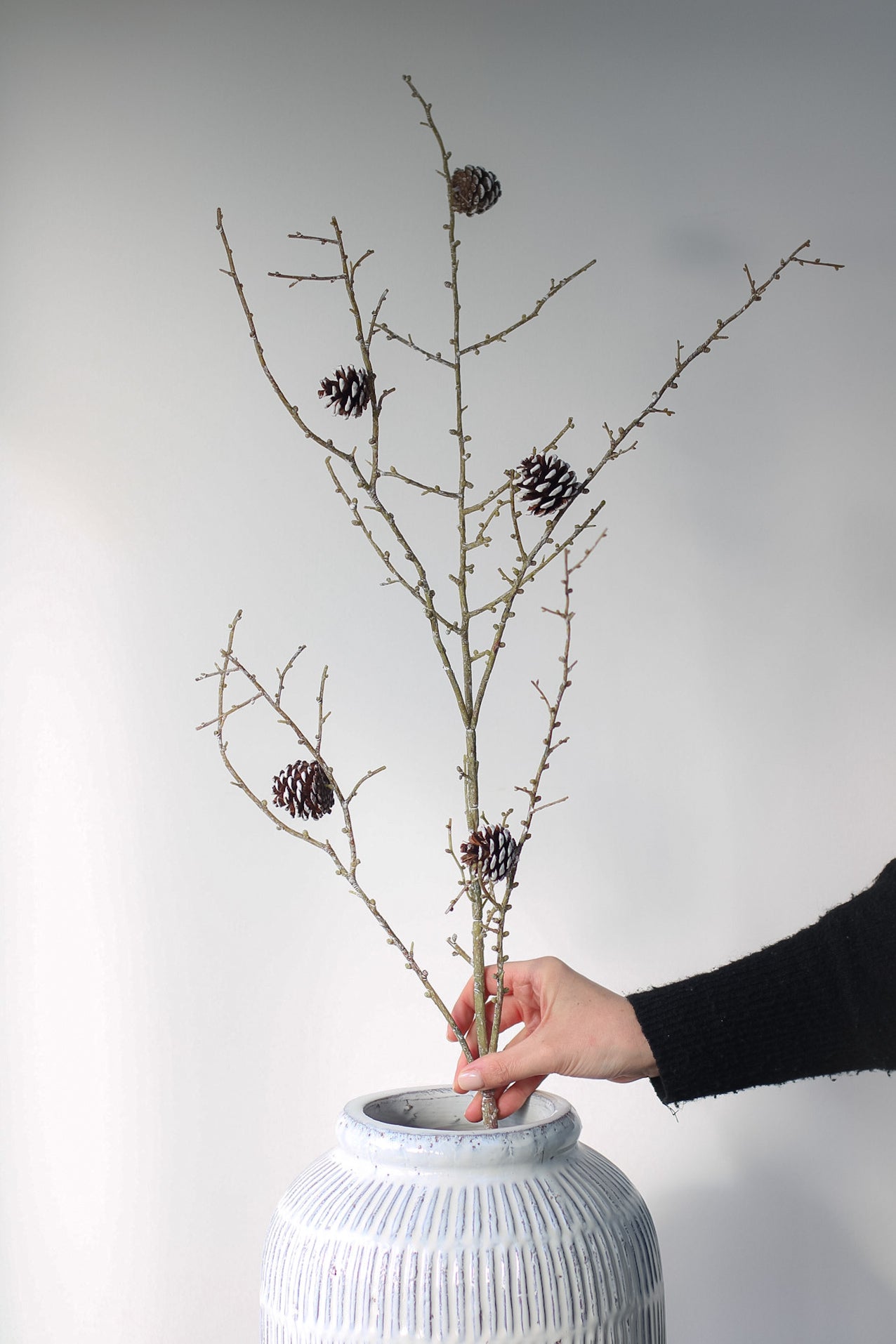 Faux Frosted Pine Cone Branch