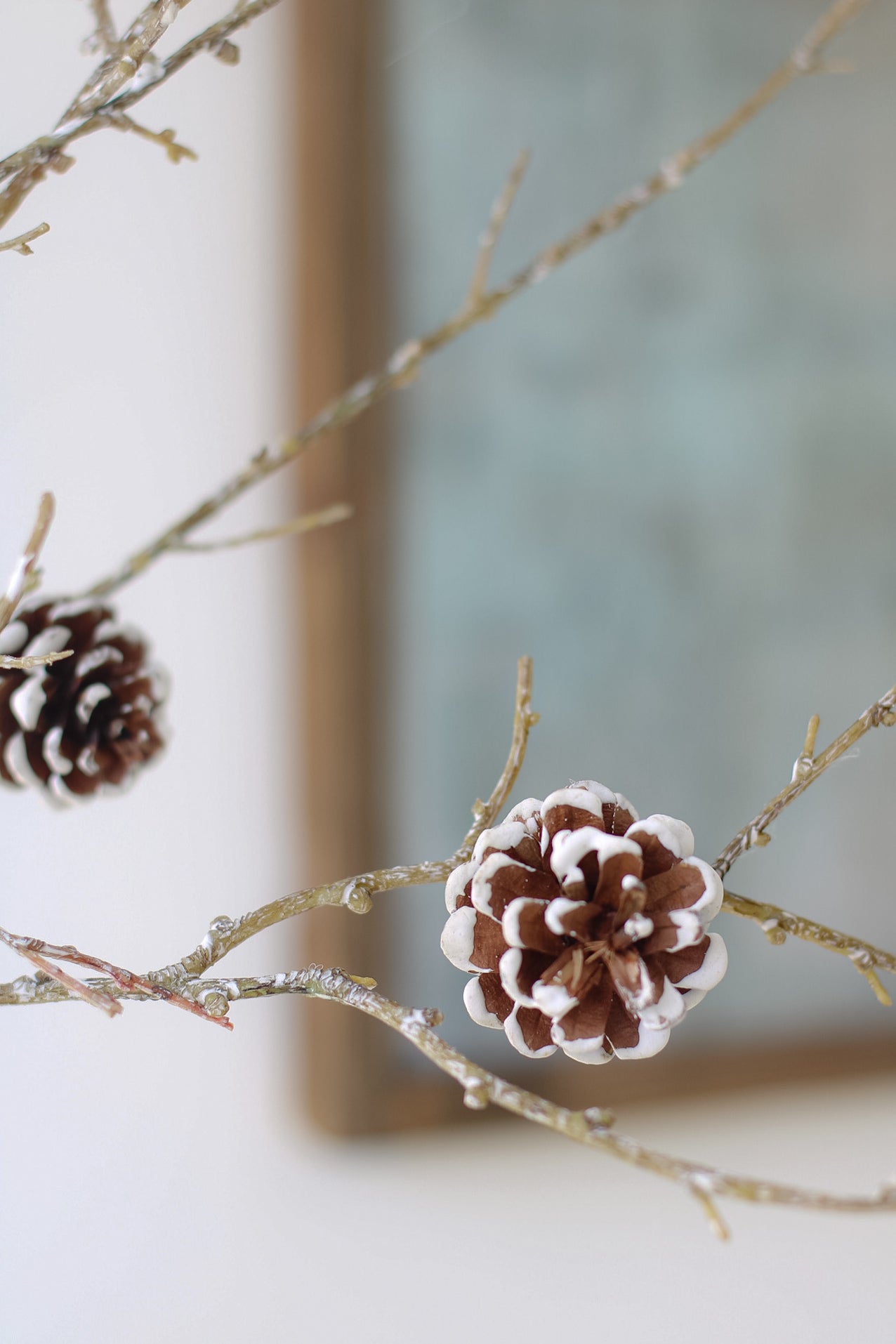 Faux Frosted Pine Cone Branch 002