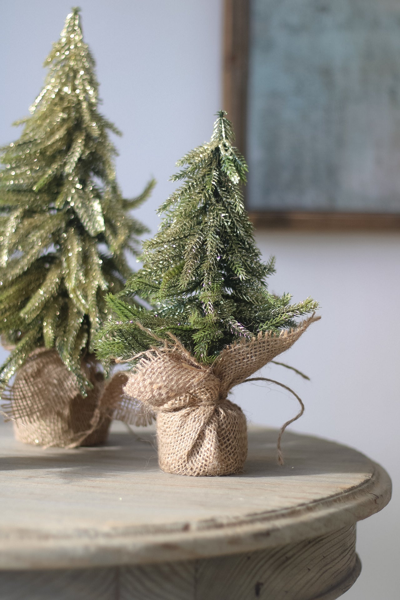 Faux Gold Glitter Table Top Pine Tree