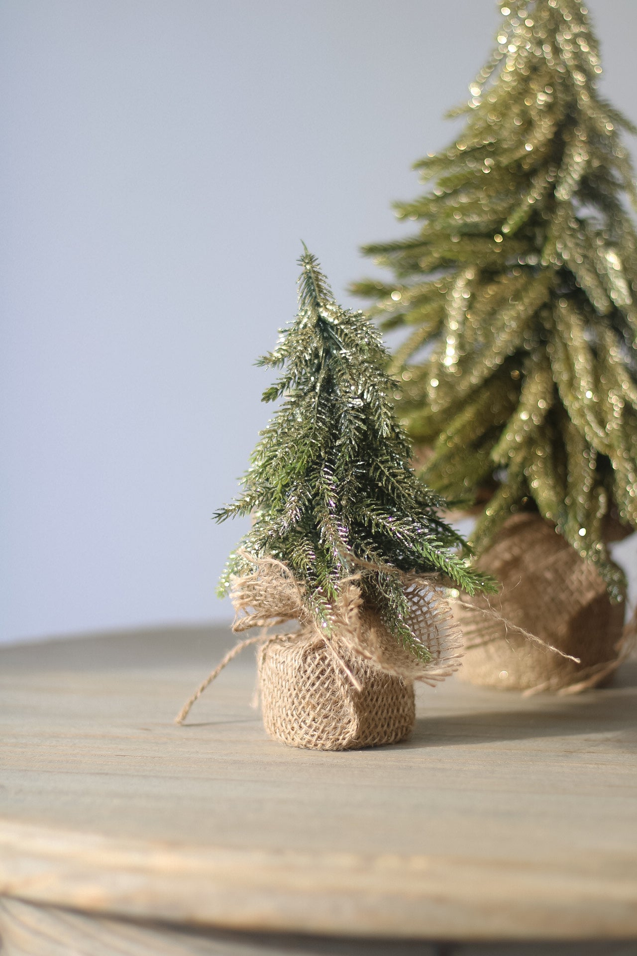 Faux Gold Glitter Table Top Pine Tree