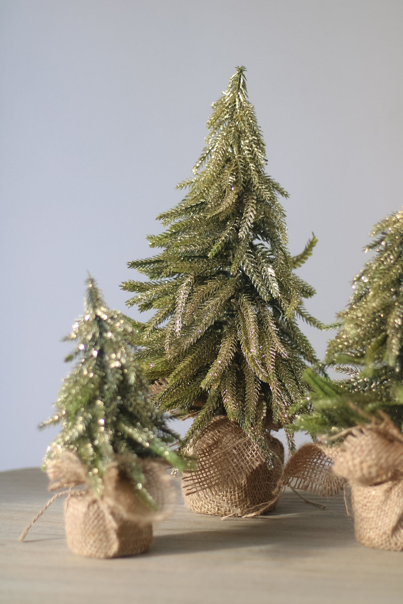 Faux Gold Glitter Table Top Pine Tree