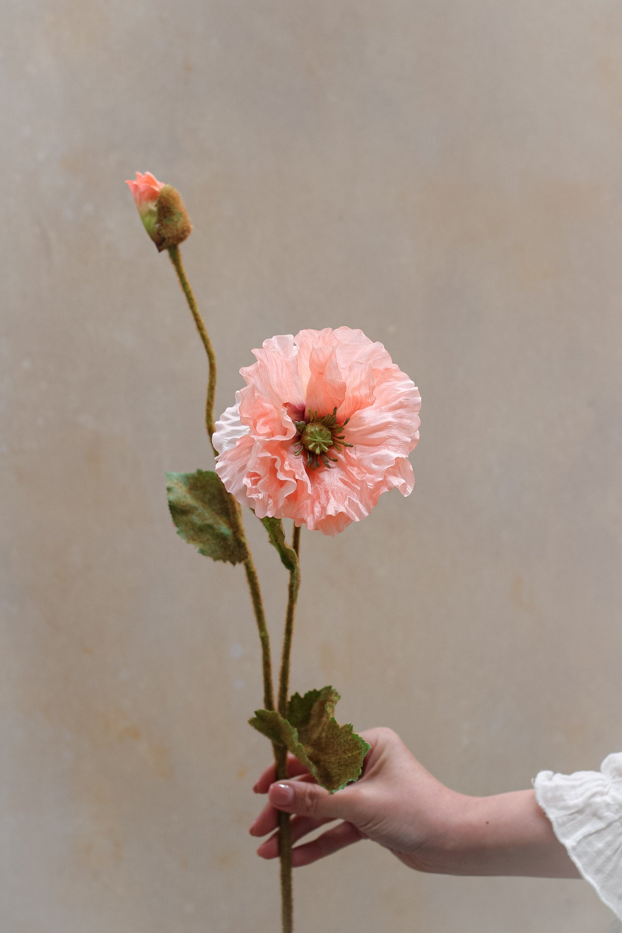 Faux Luxury Light Coral Poppy Spray