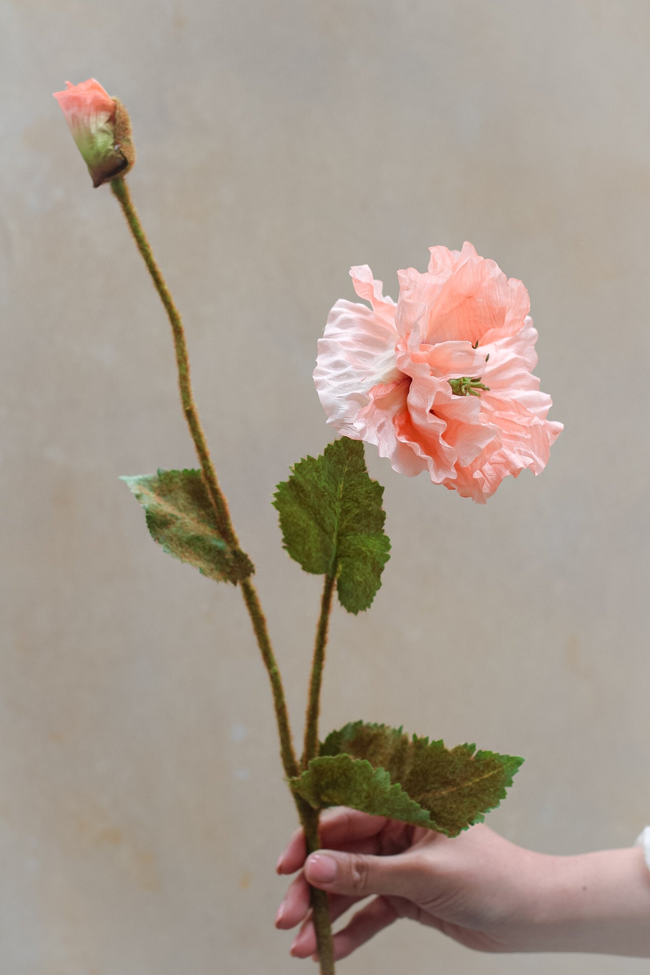 Faux Luxury Light Coral Poppy Spray