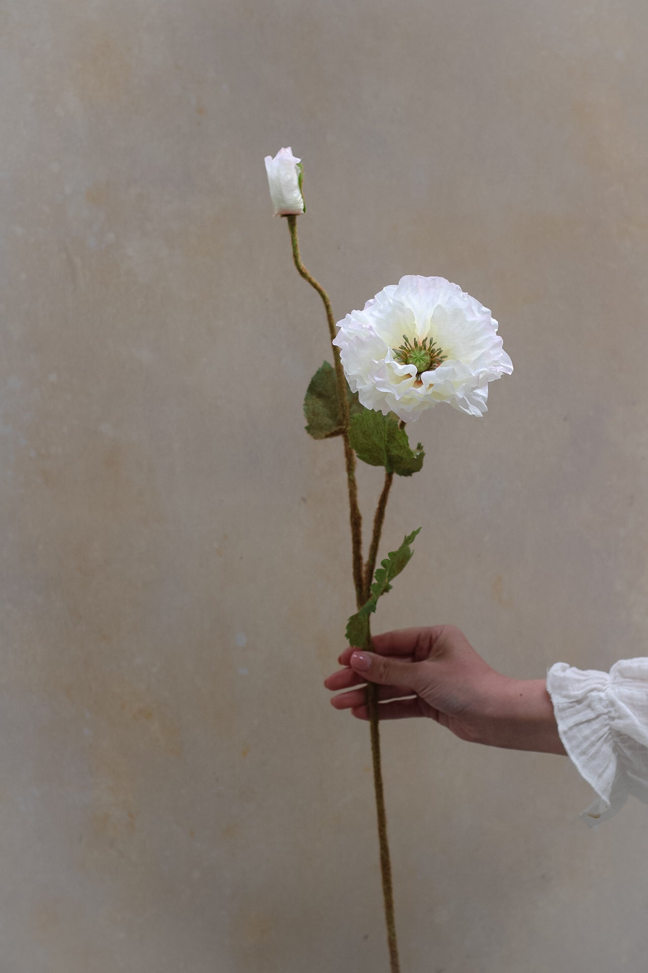 Faux Luxury White Poppy Spray