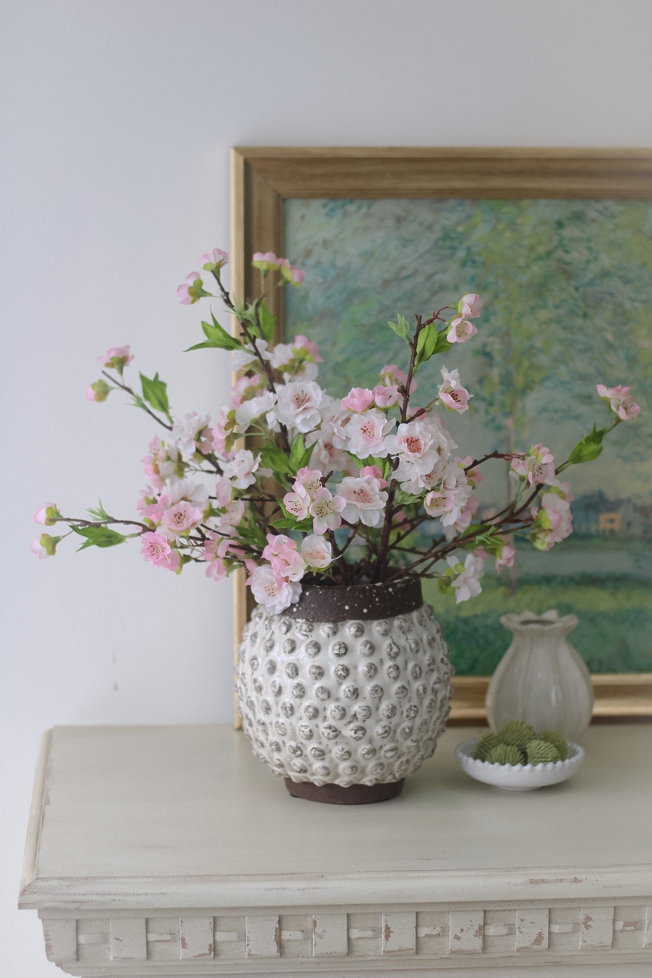 Faux Pale Pink Short Stemmed Blossom Spray