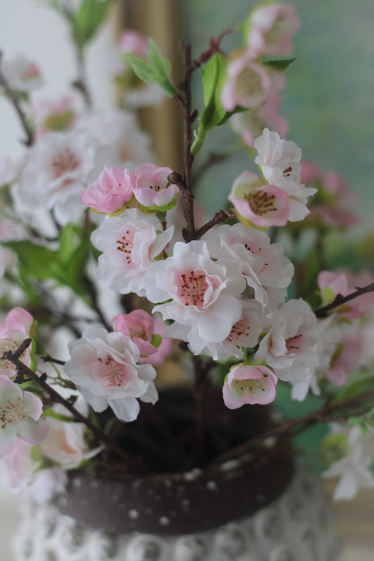 Faux Pale Pink Short Stemmed Blossom Spray