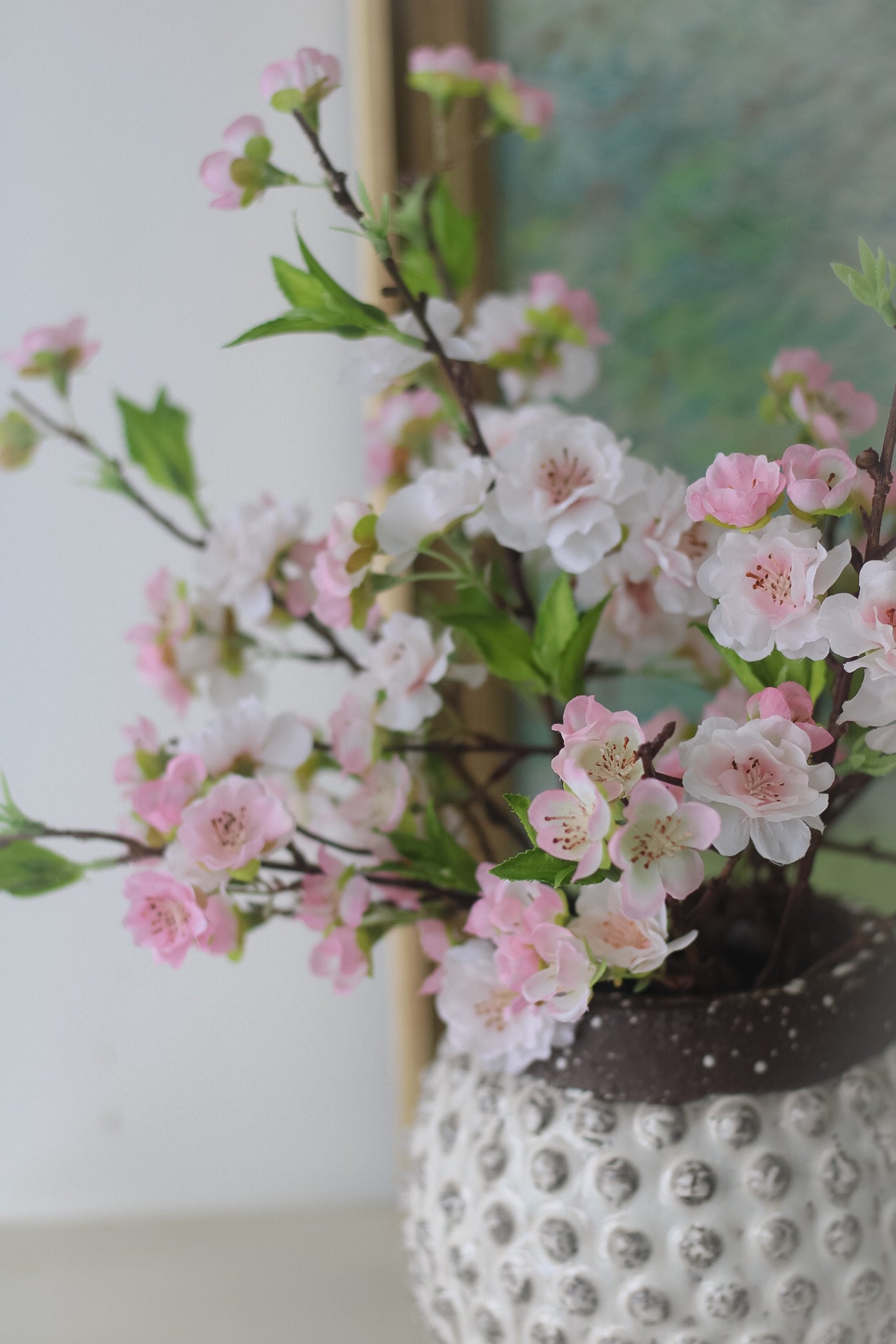 Faux Pale Pink Short Stemmed Blossom Spray