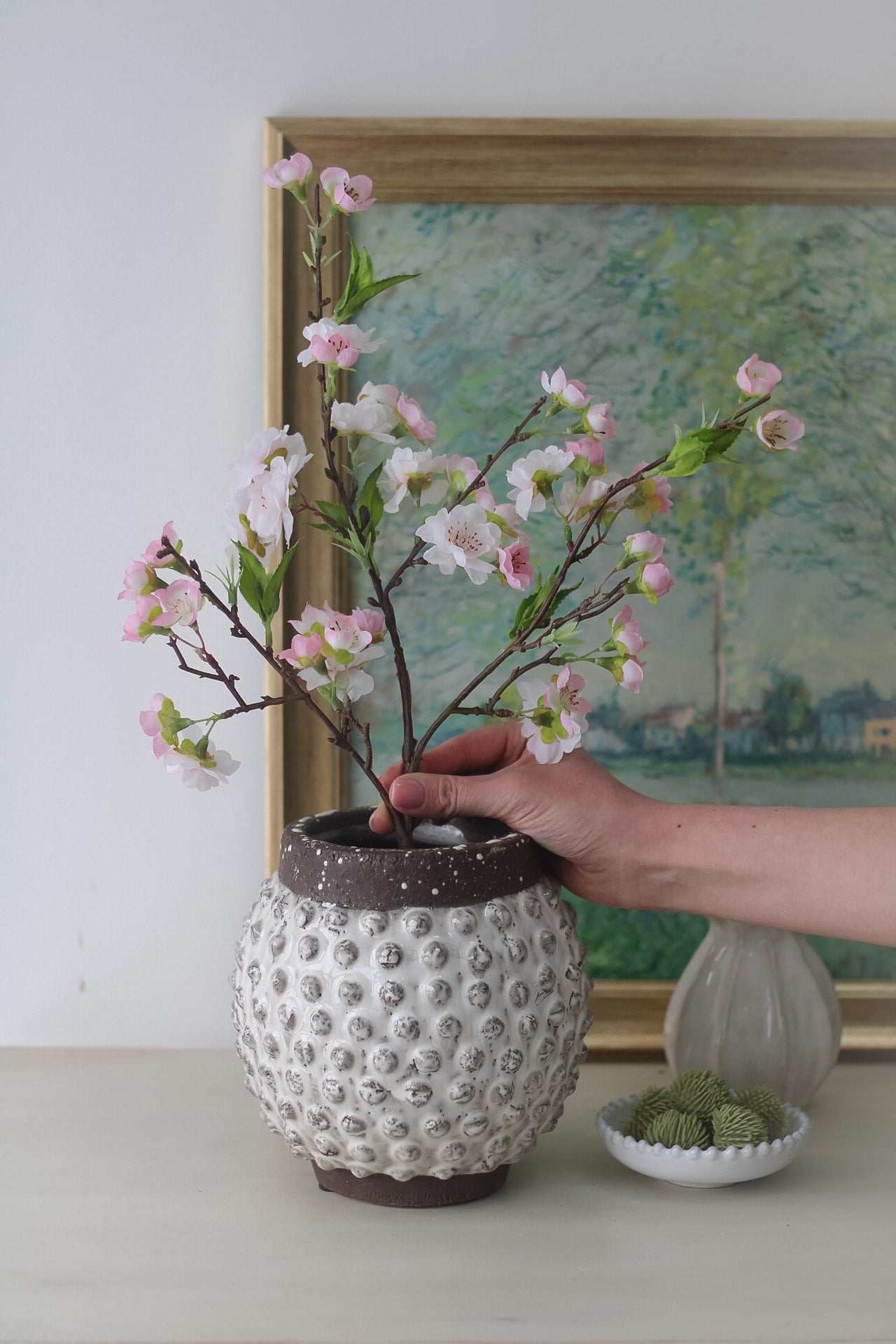 Faux Pale Pink Short Stemmed Blossom Spray