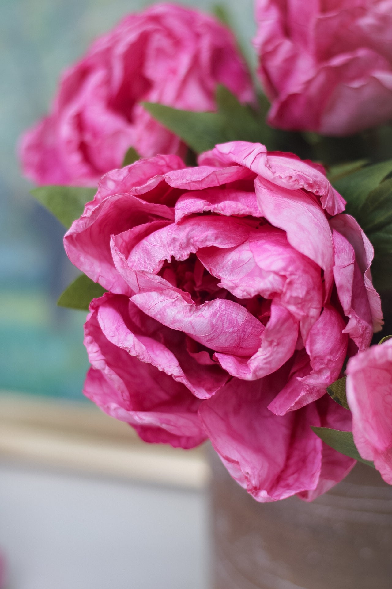 Faux Pink Dried Closed Peony Stem