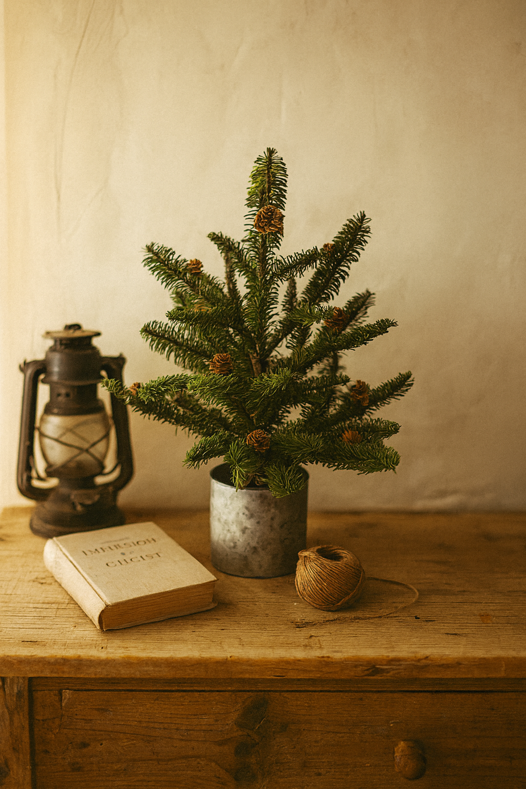 Faux Potted Pine Tabletop Christmas Tree
