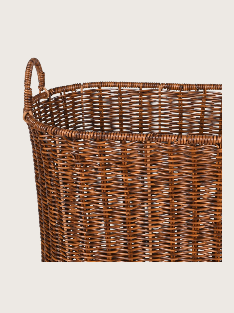 Wicker basket on a light beige background