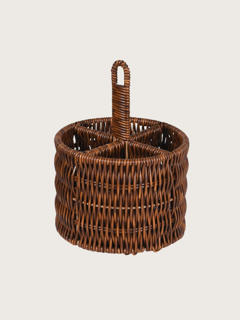 Faux Rattan Utensil Holder