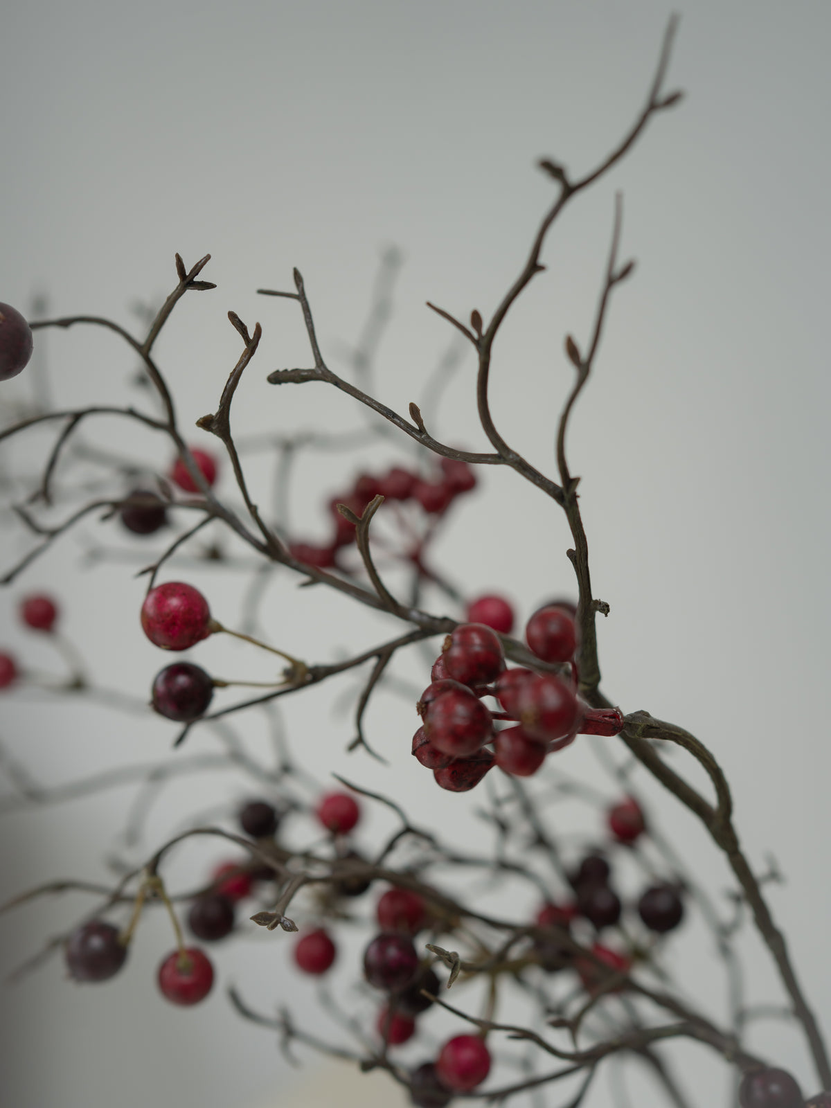 up close of faux red berries branch