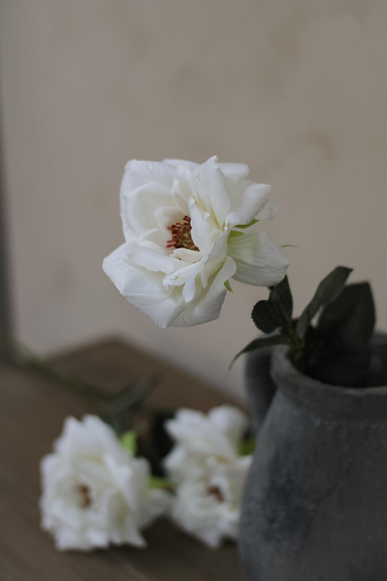 Faux Soft White Charlotte Rose Stem